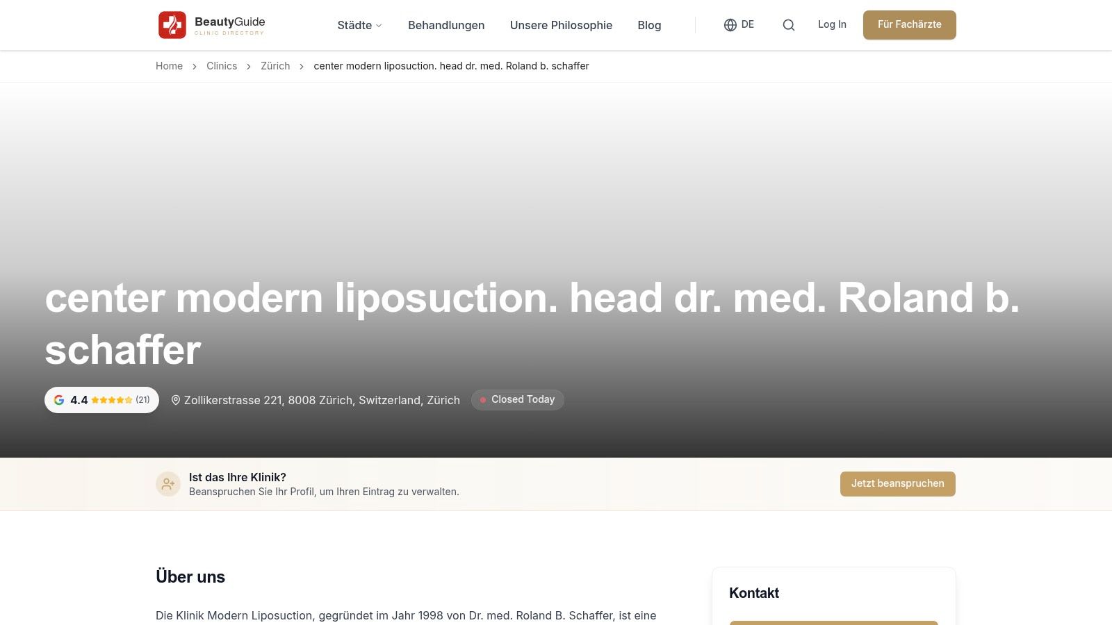 Centre de Liposuccion Moderne, Dr. med. Roland B. Schaffer
