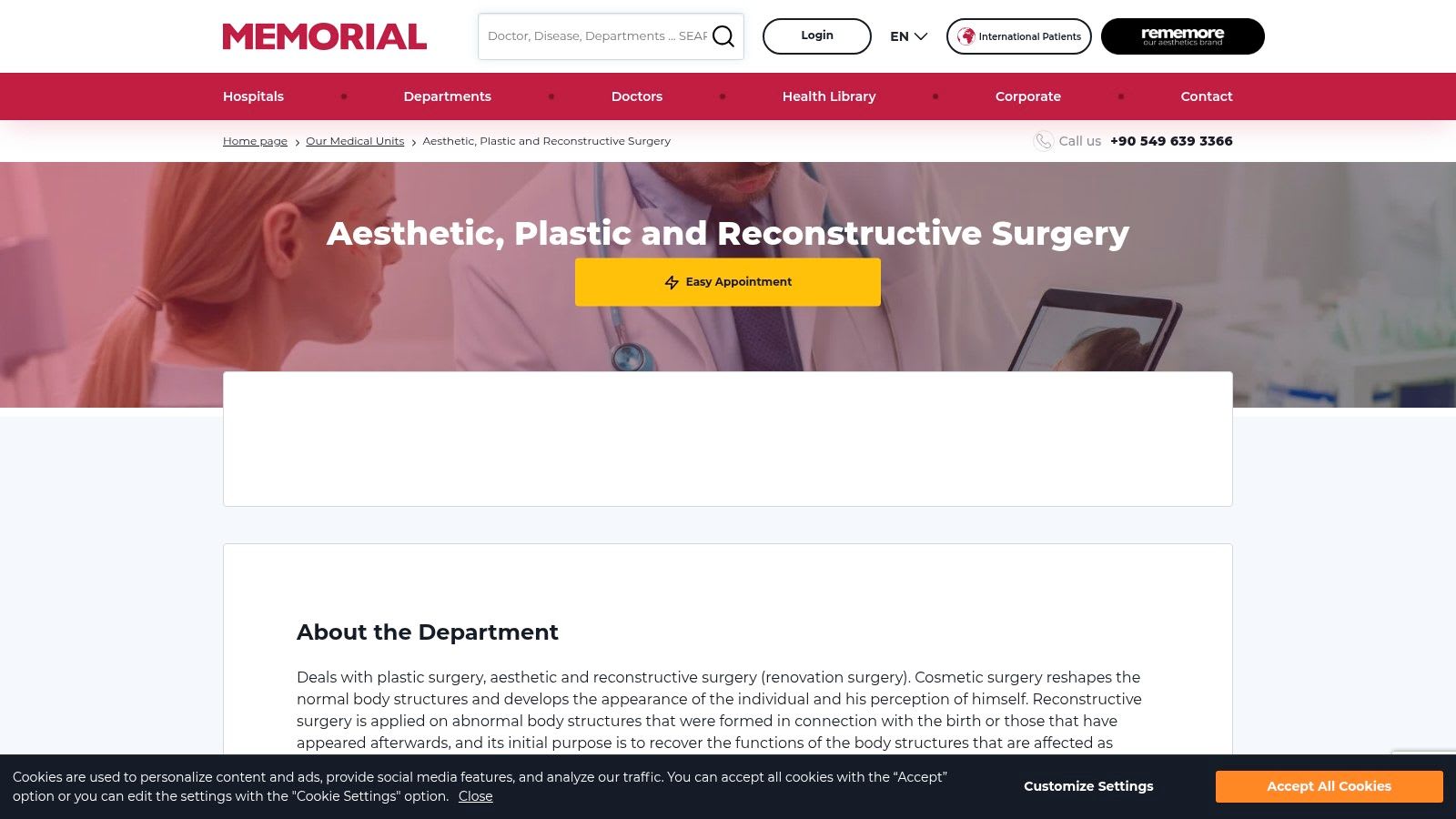 Memorial Şişli Hospital – Aesthetic, Plastic & Reconstructive Surgery