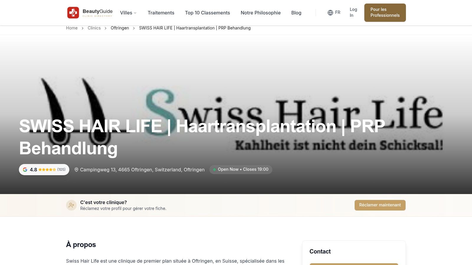SWISS HAIR LIFE | Haartransplantation | PRP Behandlung – Reviews, Prices & Photos