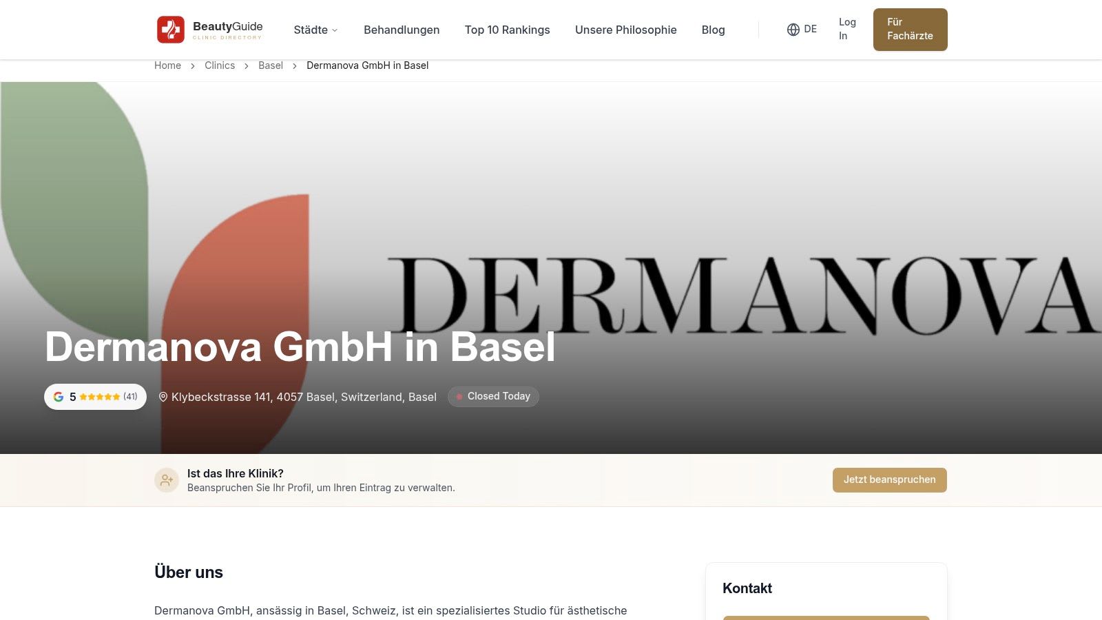 Dermanova GmbH à Bâle — Profil de la Clinique (inclut la Microdermabrasion)