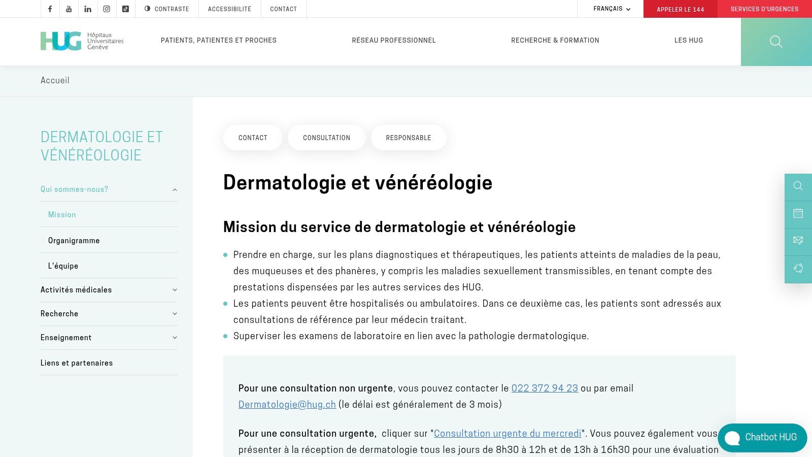 HUG – Service of Dermatology & Venereology (University Hospitals of Geneva)