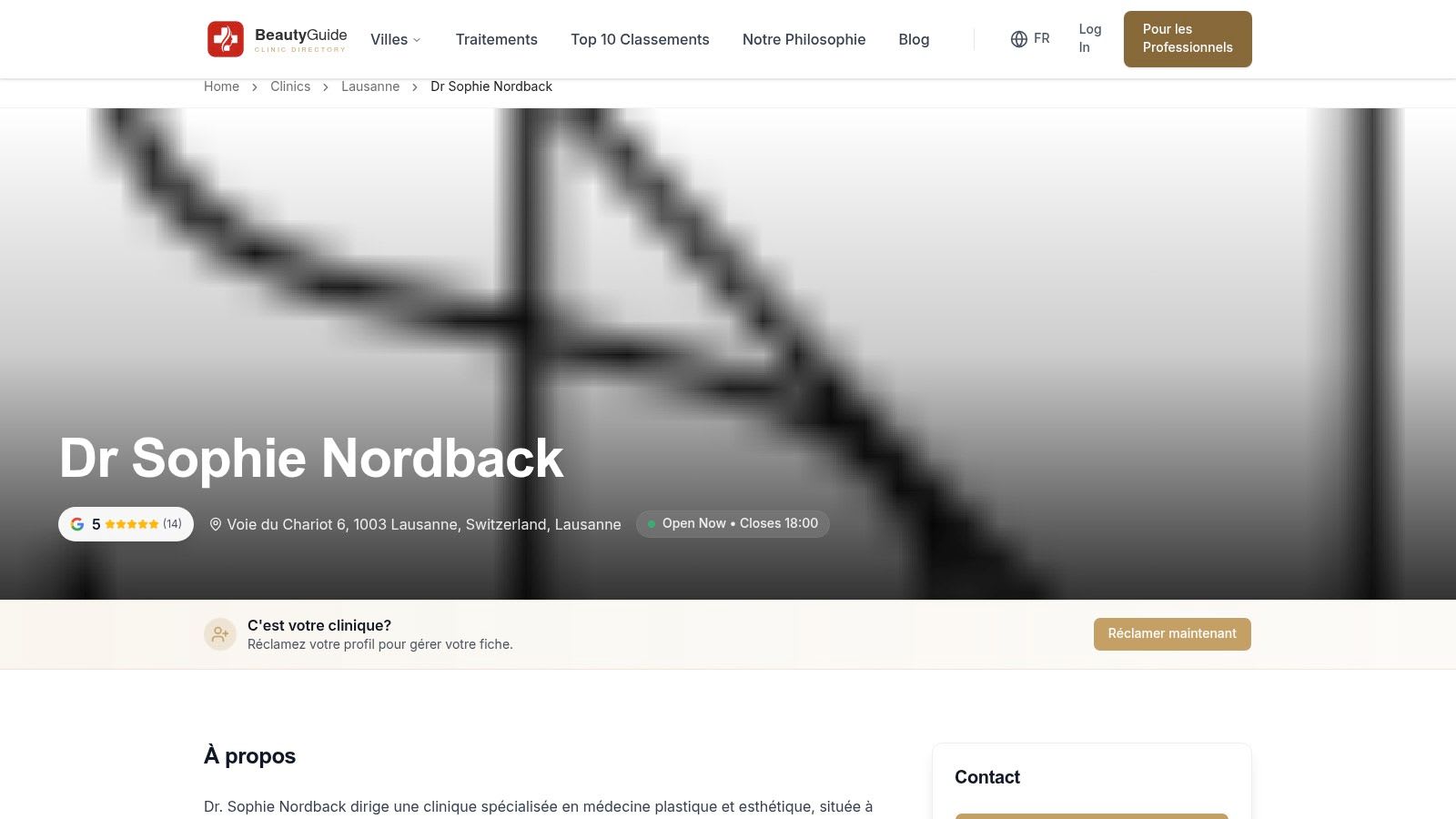 Dr Sophie Nordback – Chirurgien Esthétique/Plasticien à Lausanne