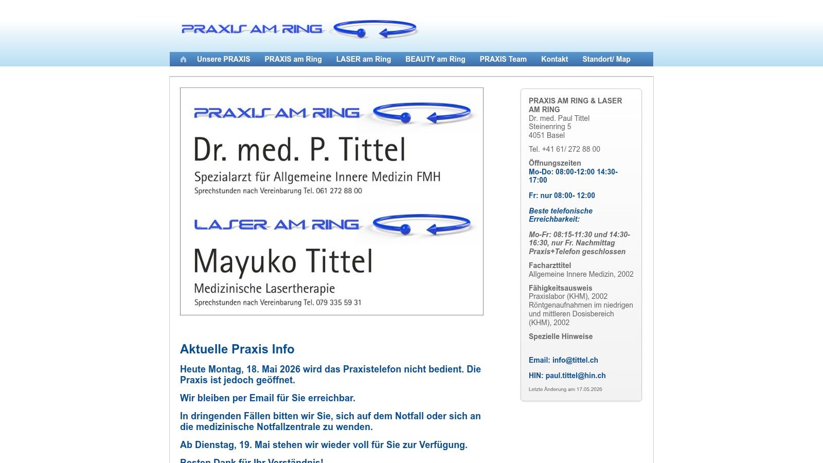PRAXIS/LASER/BEAUTY am Ring – Dr. med. Paul Tittel