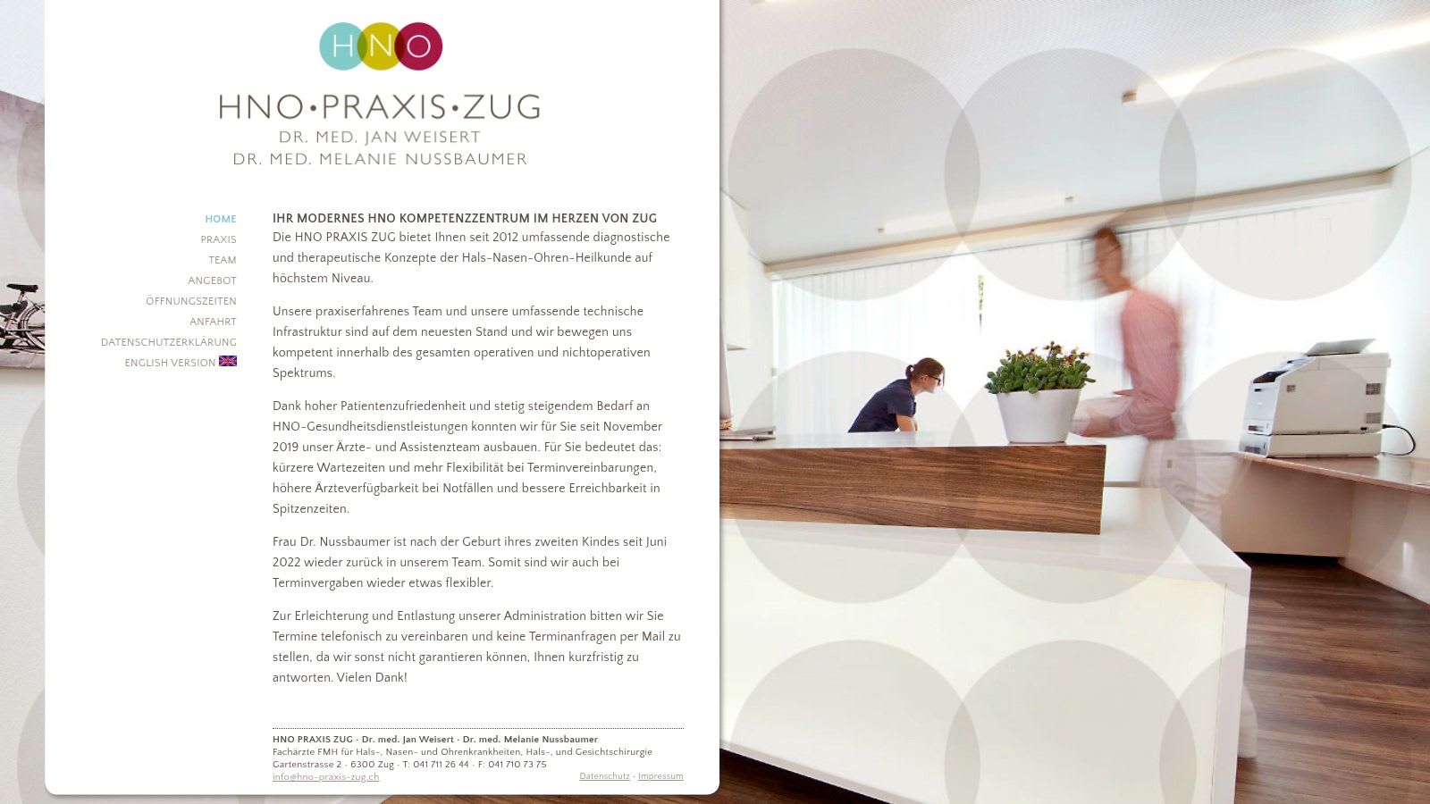 HNO Praxis Zug – Dr. med. Jan Weisert & Dr. med. Melanie Nussbaumer