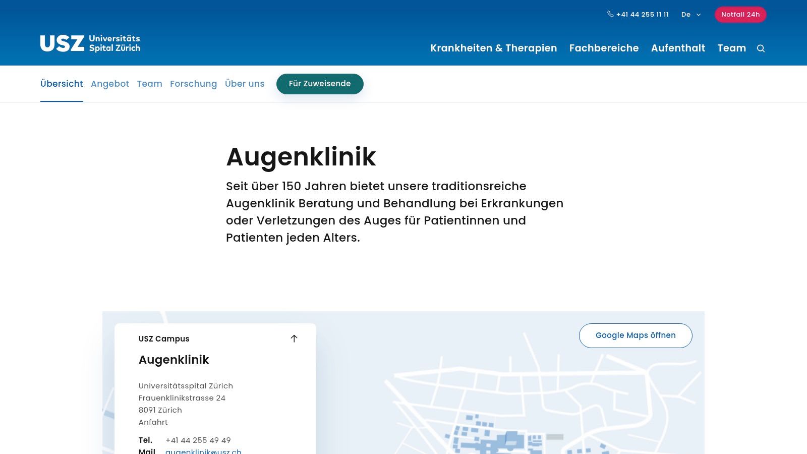 University Hospital Zurich (USZ) Department of Ophthalmology