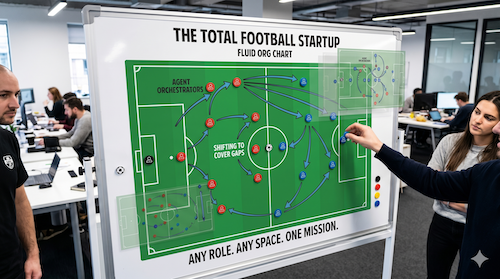 Whiteboard with total football startup