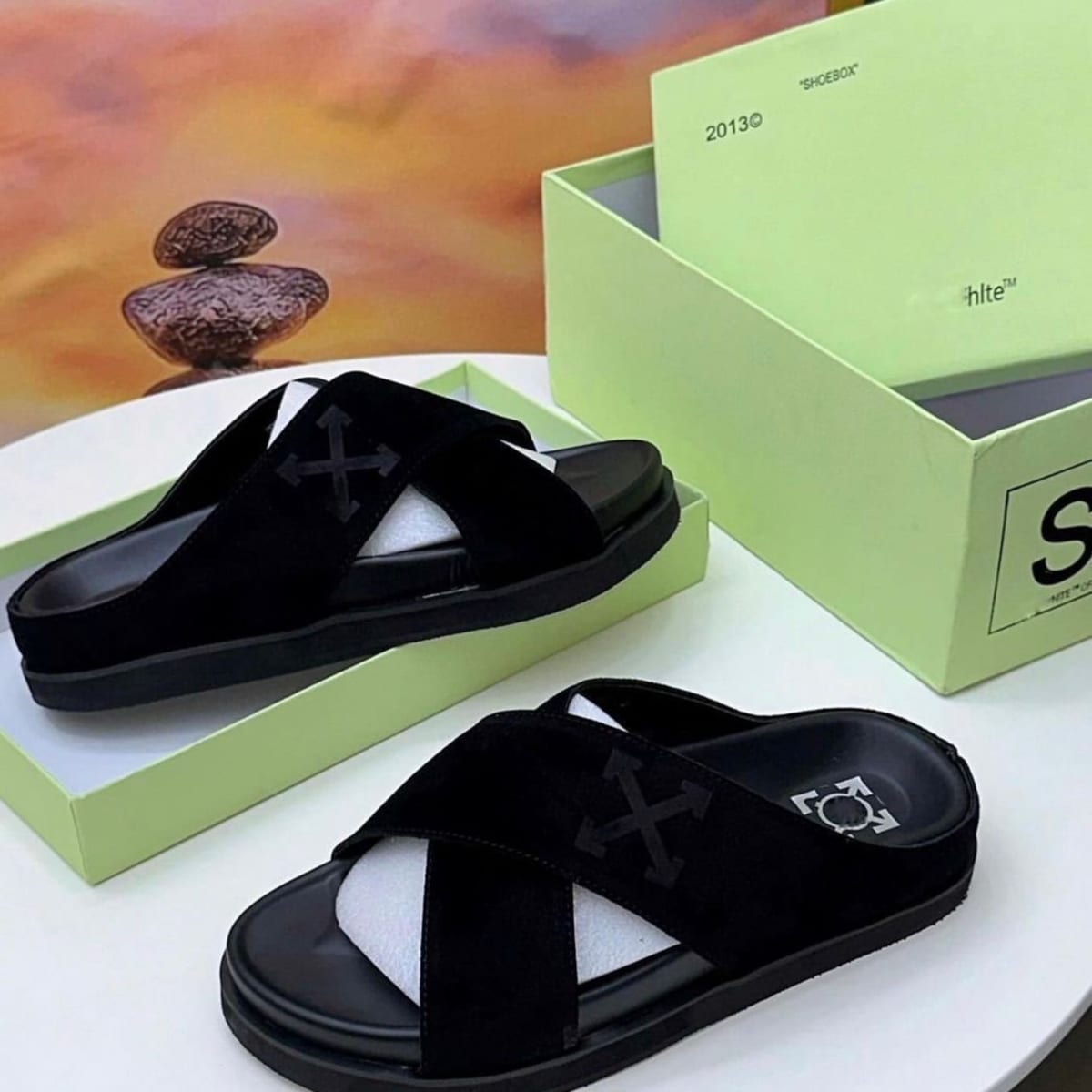 OFF-WHITE CROSS-STRAP (BLACK SUEDE)