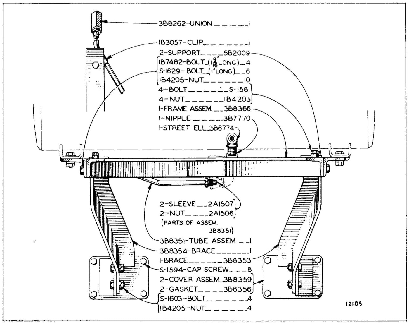 3B8367 REAR FUEL TANK MOUNTING GROUP