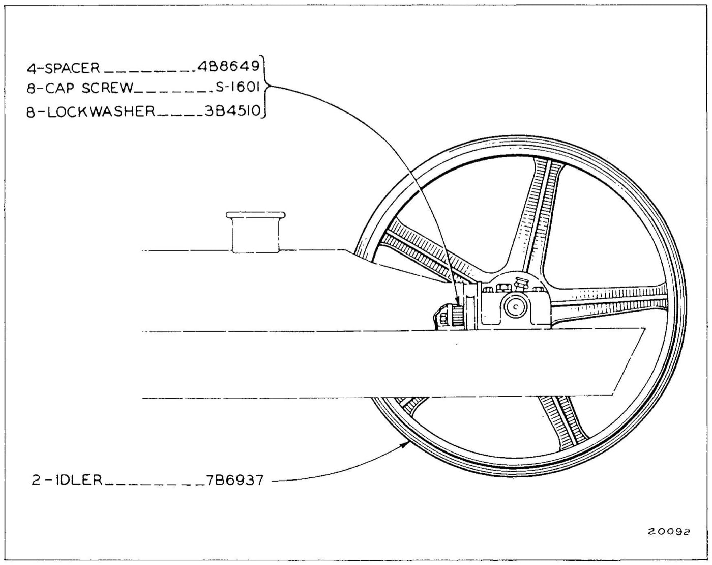 7B7302 FRONT IDLER GROUP - 25-5/8in OD (Non-oscillating Five Roller Frame)