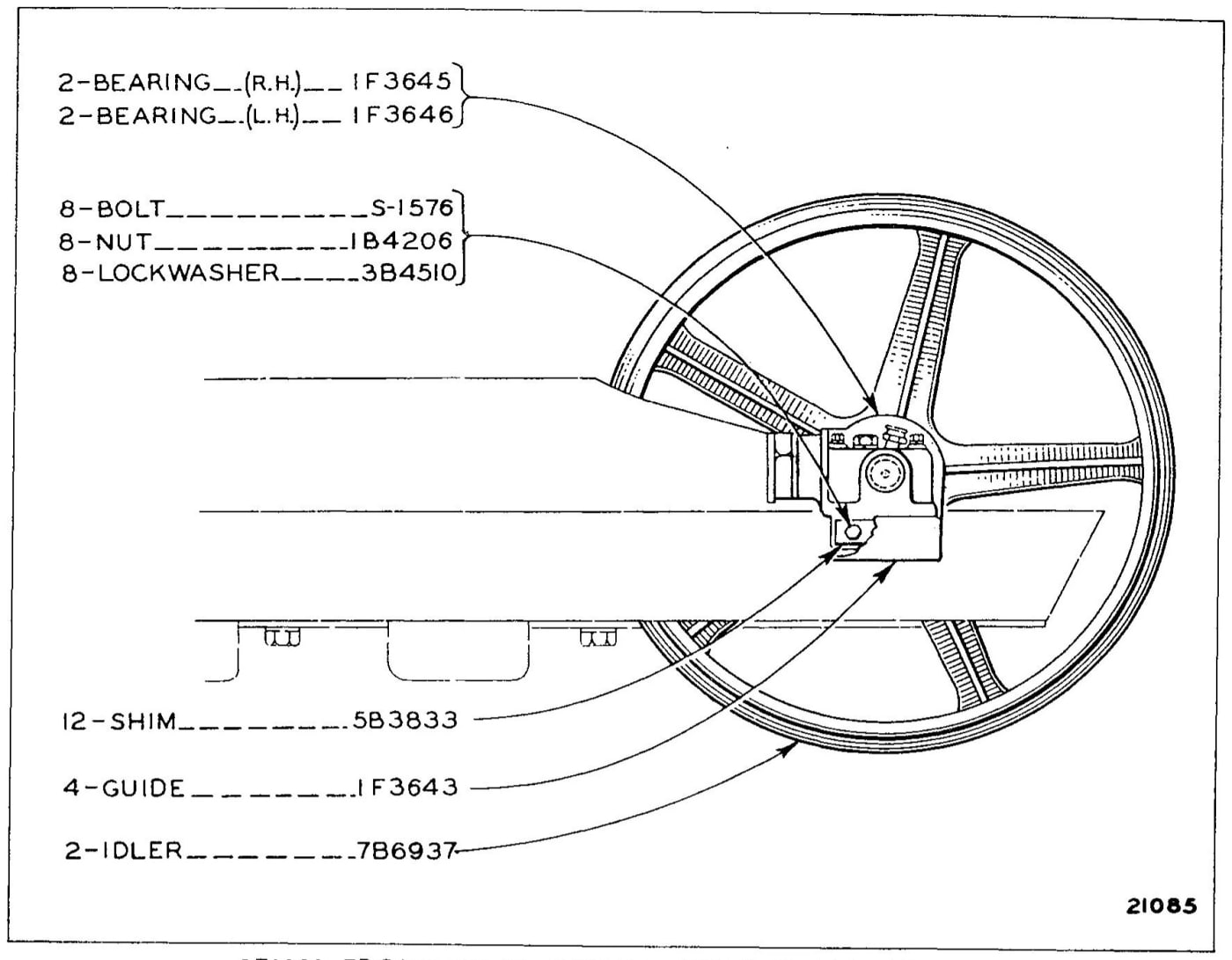 3F1383 FRONT IDLER GROUP - 25-5/8in OD (Standard Track Roller Frame)