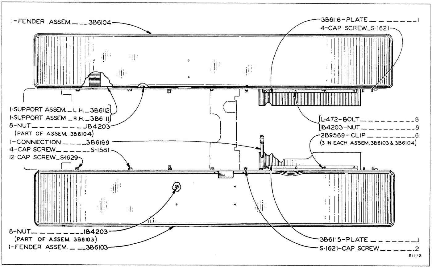 3B6154 FENDER GROUP - Orchard Type (For use with Rear Seat)