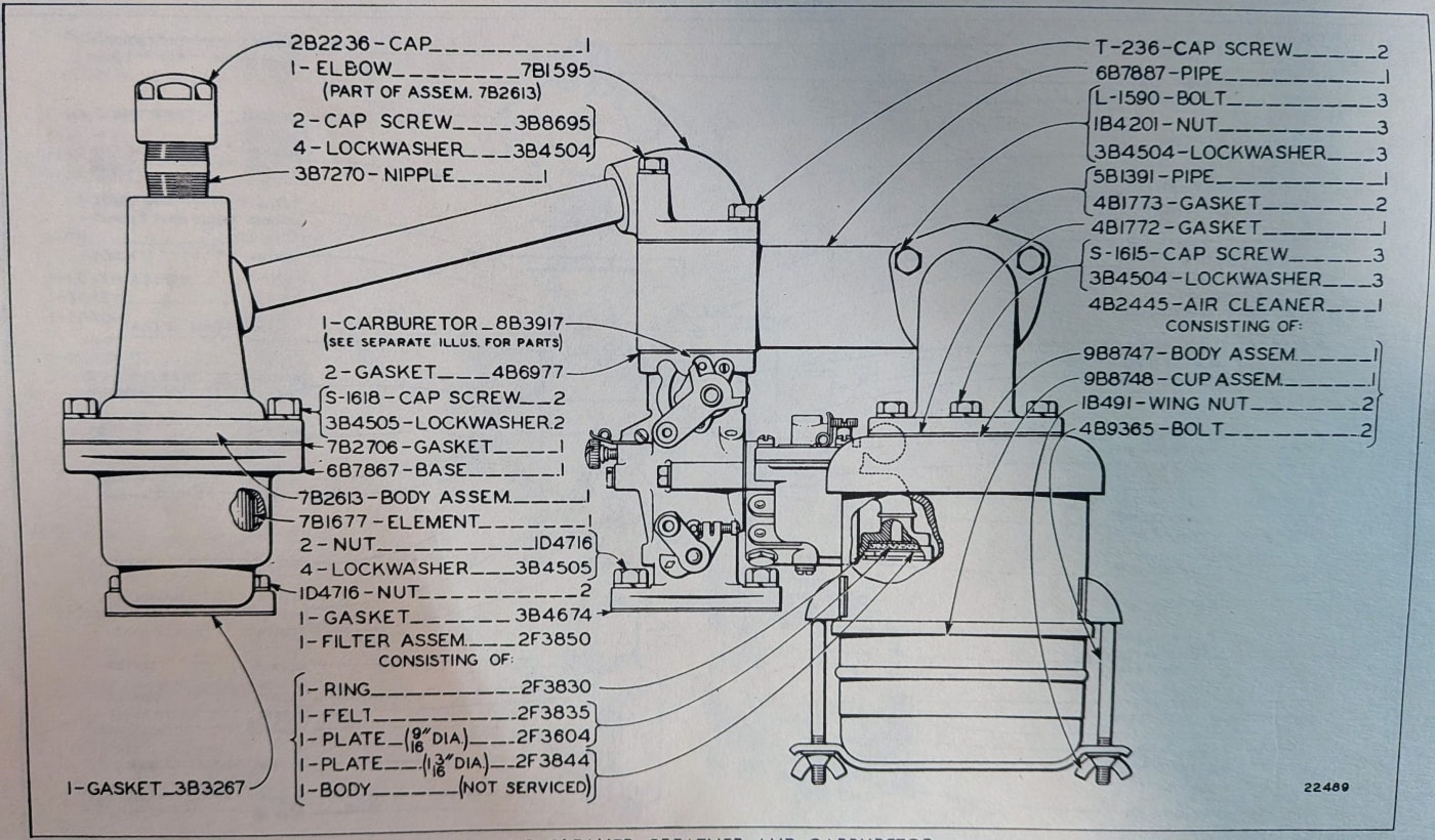AIR CLEANER, BREATHER AND CARBURETOR