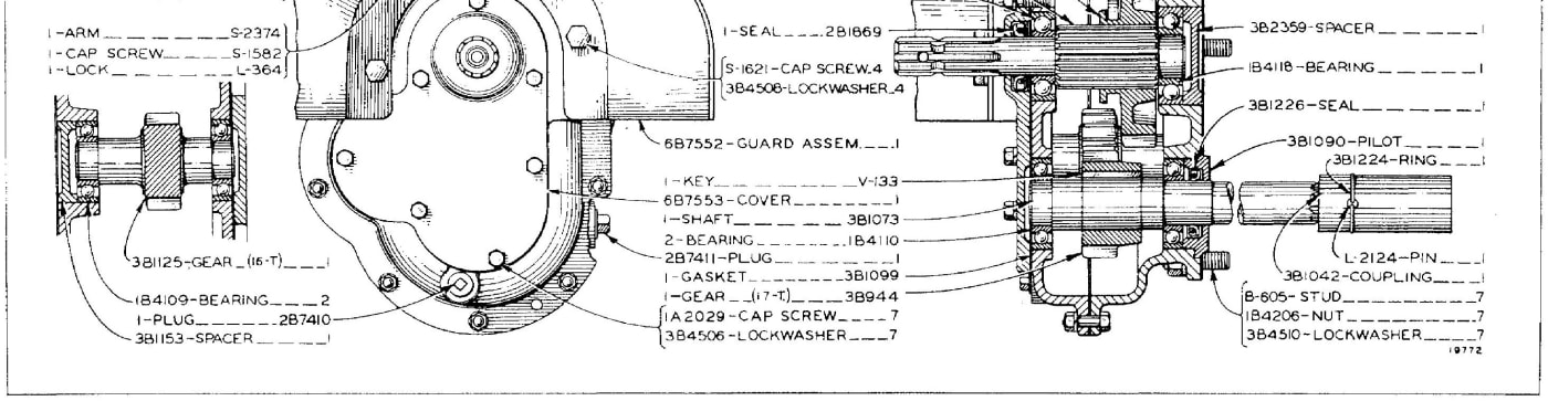 3B1179 REAR POWER TAKE-OFF GROUP - Single Speed 545 RPM (Top Seat)
