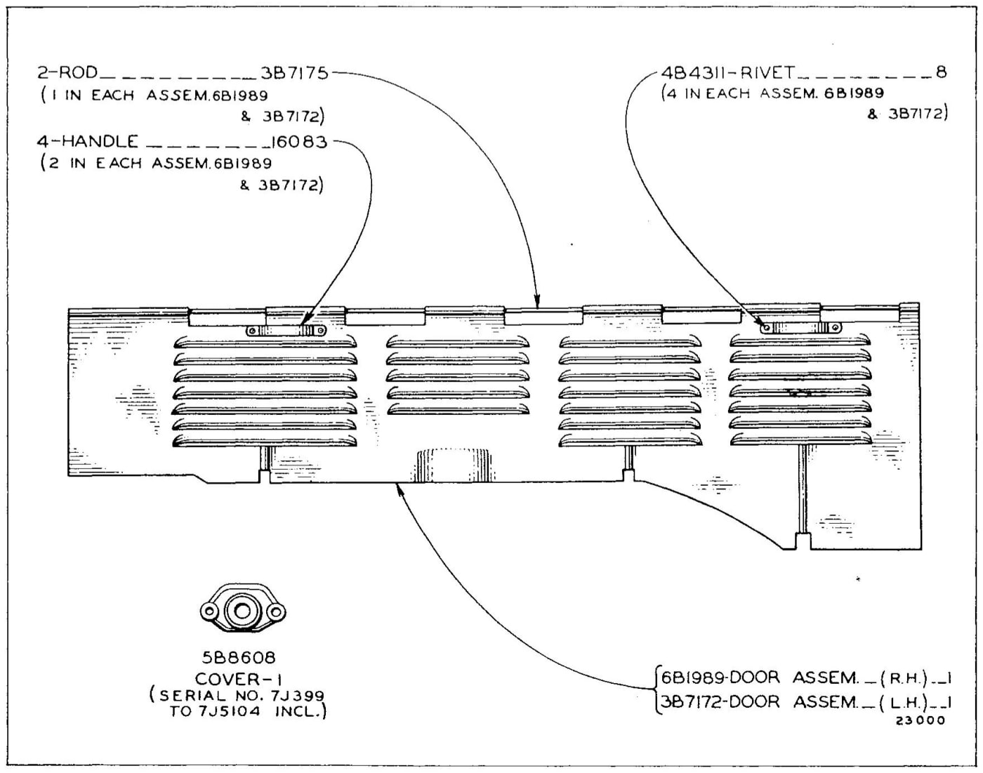 6B1991 HOOD DOOR GROUP (For use with Rear Seat and Orchard Type Fenders)