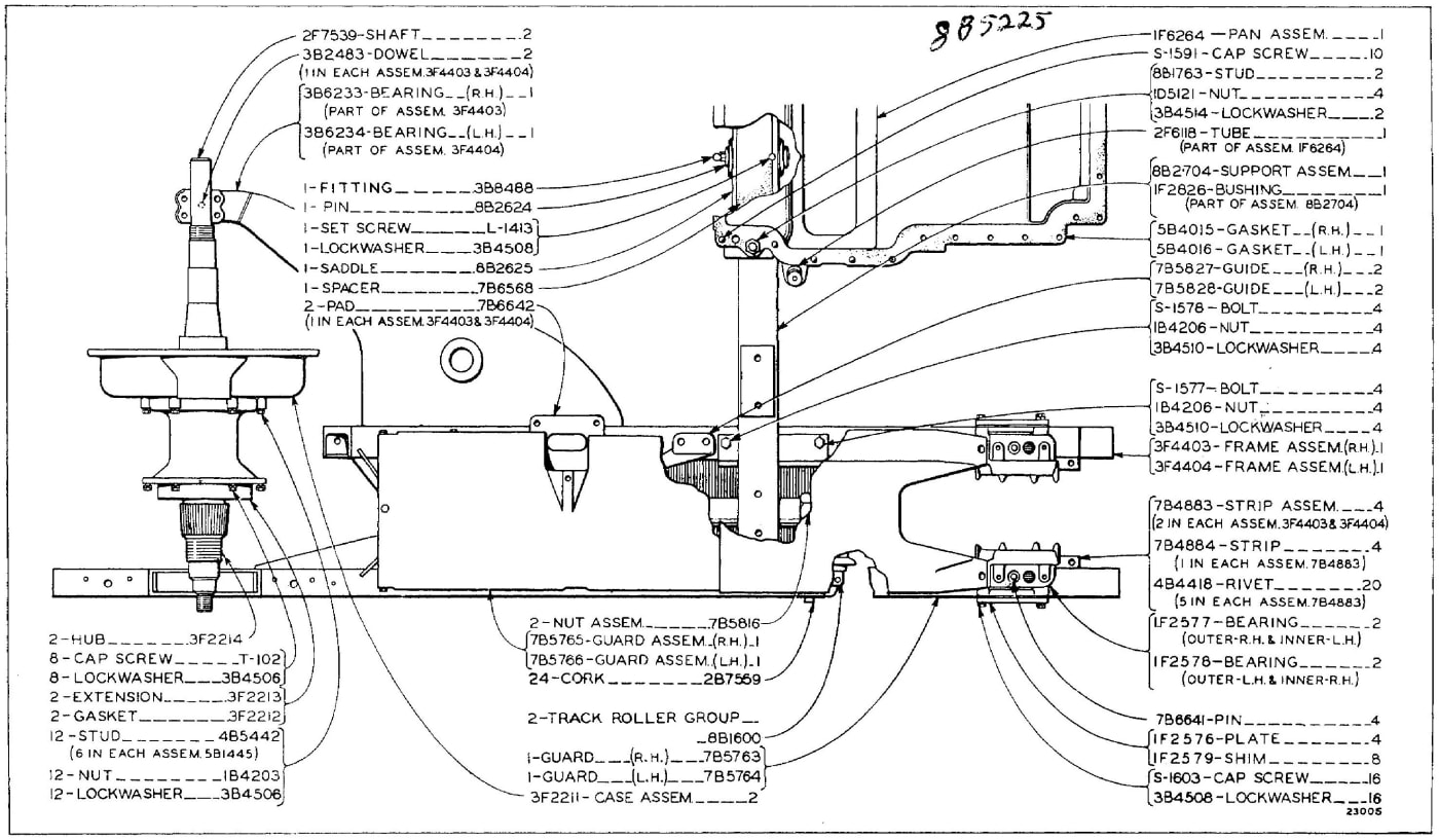 3F4402 FIVE ROLLER TRACK ROLLER FRAME GROUP - Non-Osc. 60in Gauge
