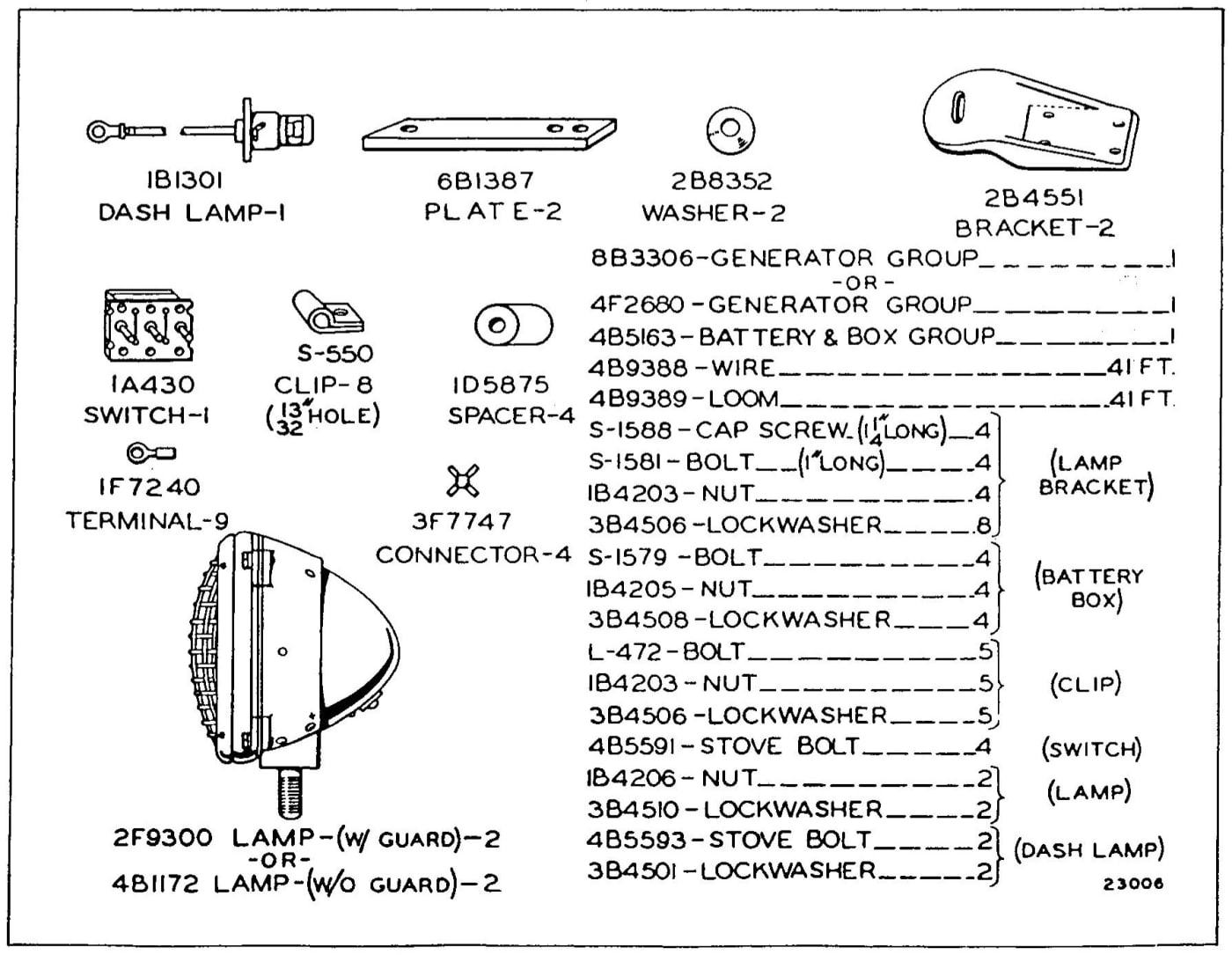 8B6316 LIGHTING SYSTEM GROUP - With Battery, Without Cab