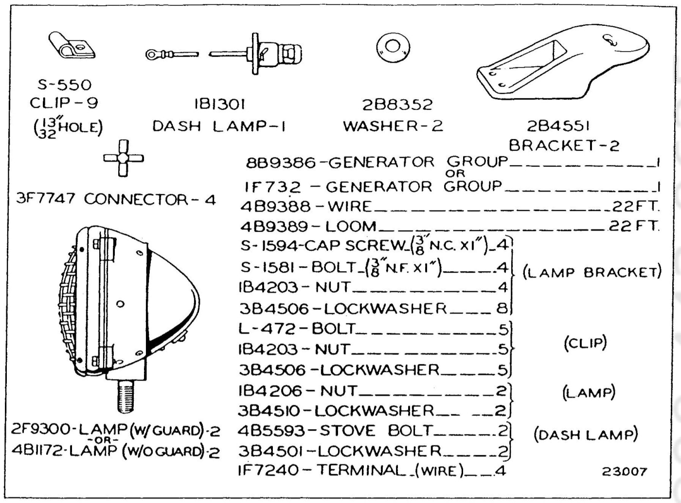 8B6313 LIGHTING SYSTEM GROUP - Without Battery, without Cab