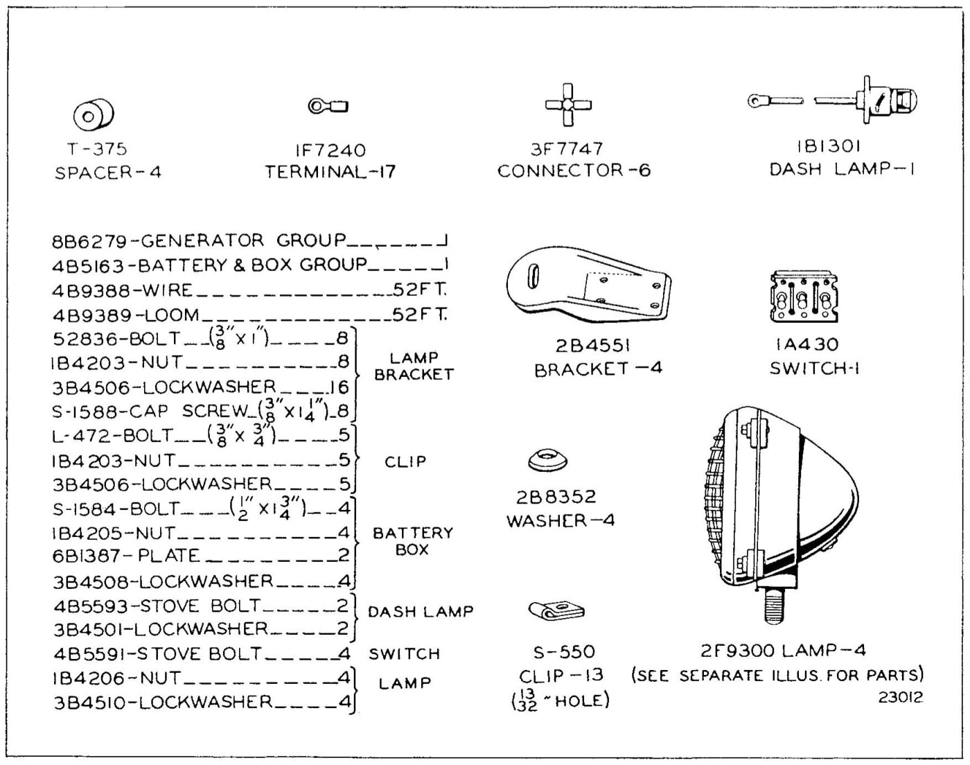 4F1871 LIGHTING SYSTEM GROUP - With Battery, without Cab
