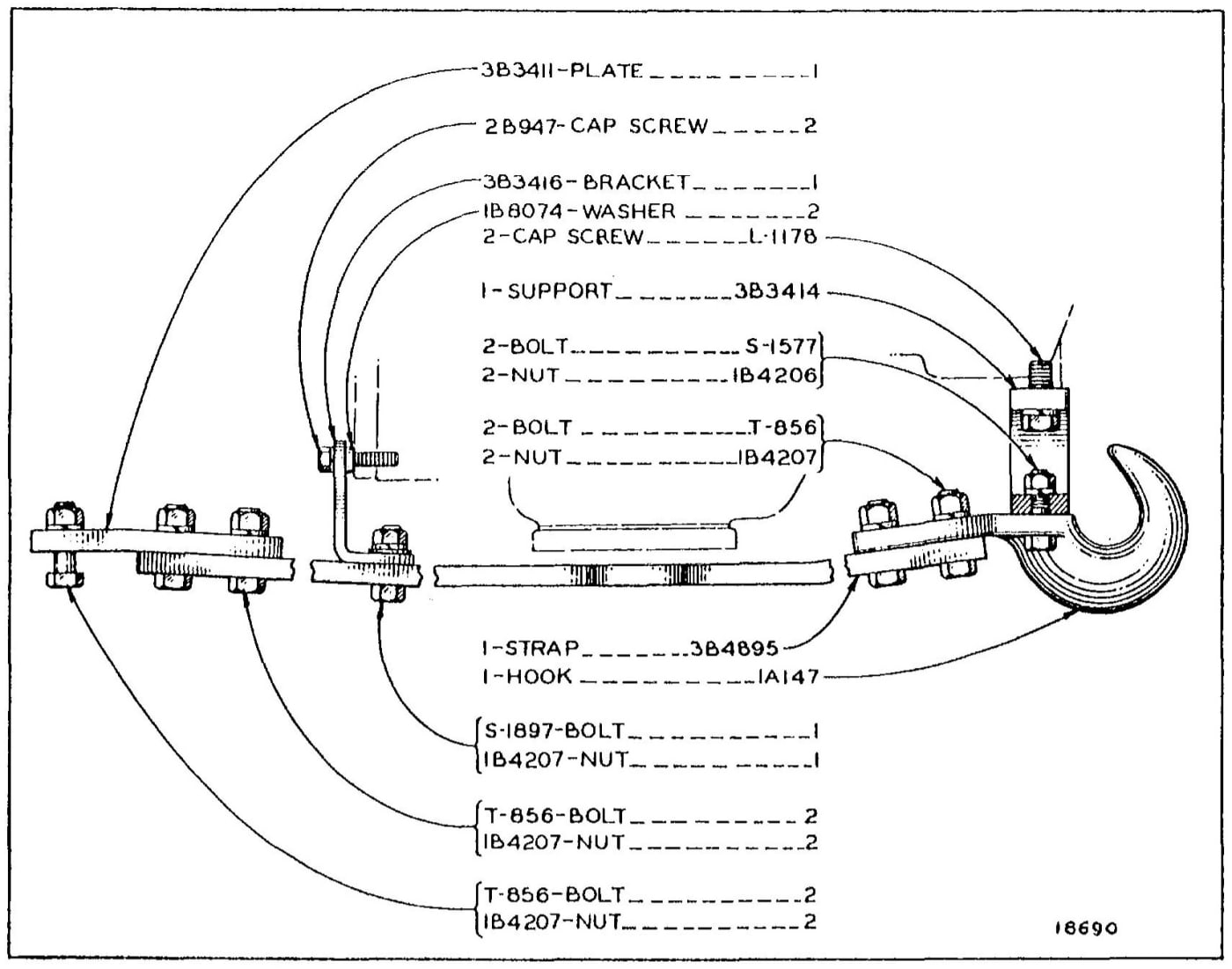 3B2664 FRONT PULL HOOK GROUP