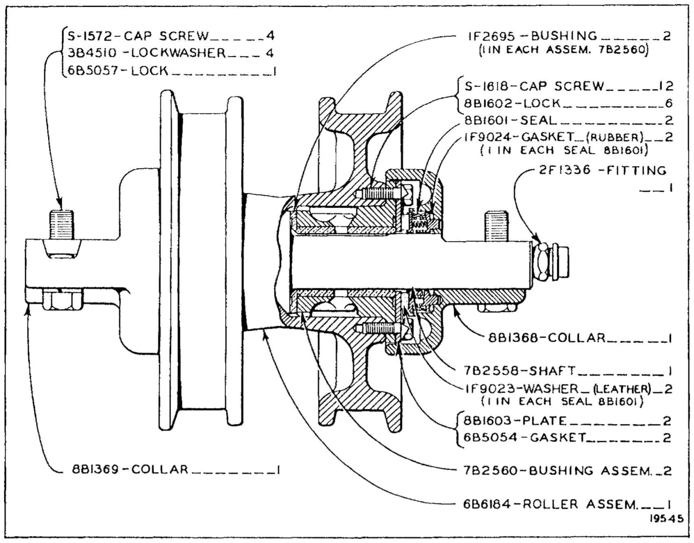 8B1600 TRACK ROLLER GROUP - DOUBLE FLANGE