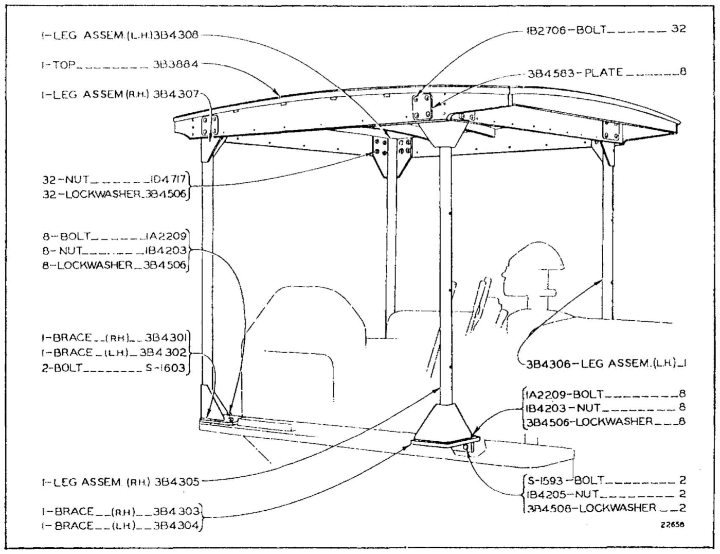 3B2658 CANOPY TOP GROUP - FIRST TYPE