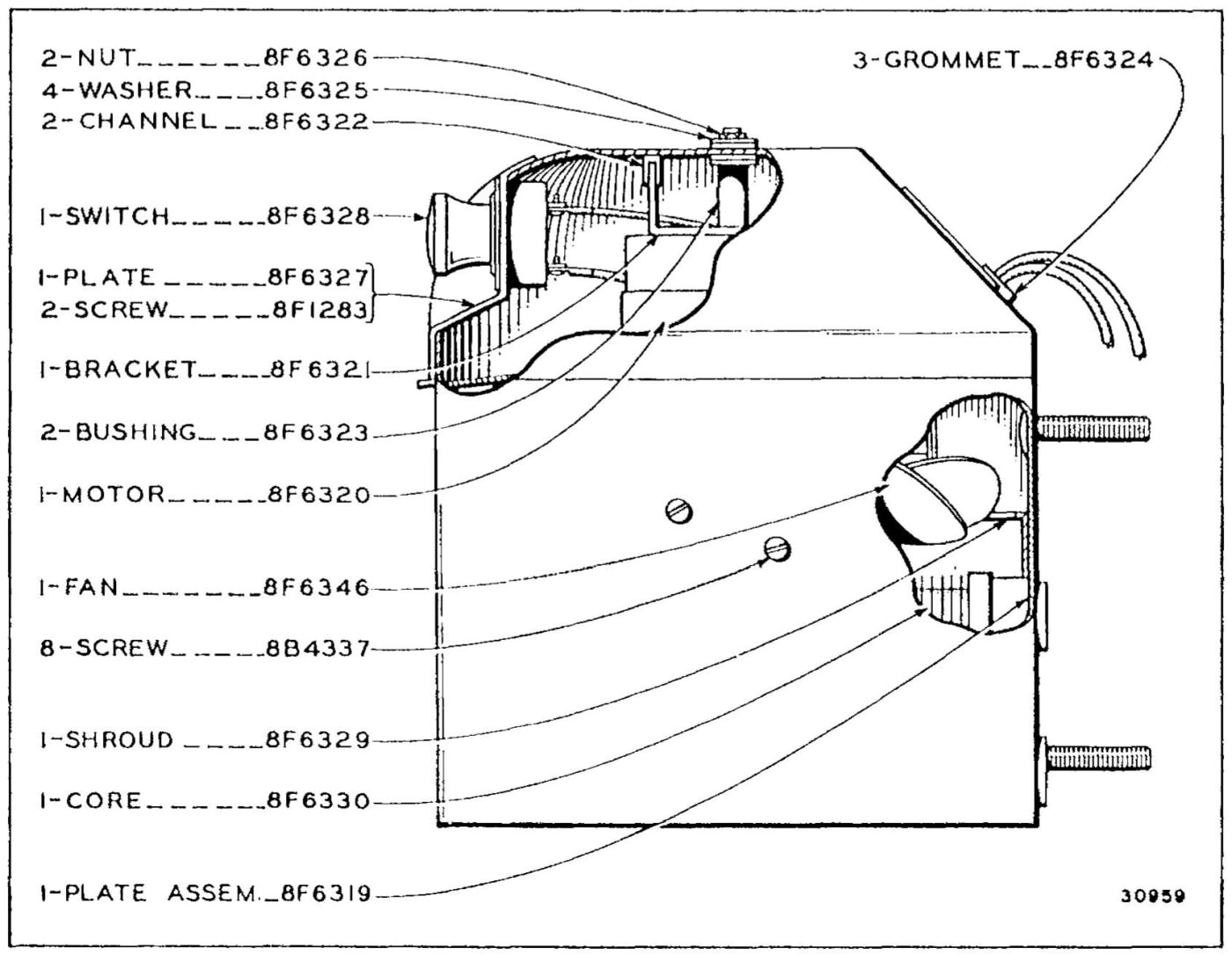 7F9673 CAB HEATER ASSEMBLY
