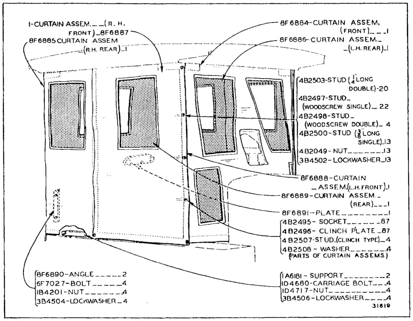 8F6883 CANOPY CURTAIN GROUP - SEAT MOUNTED FUEL TANK