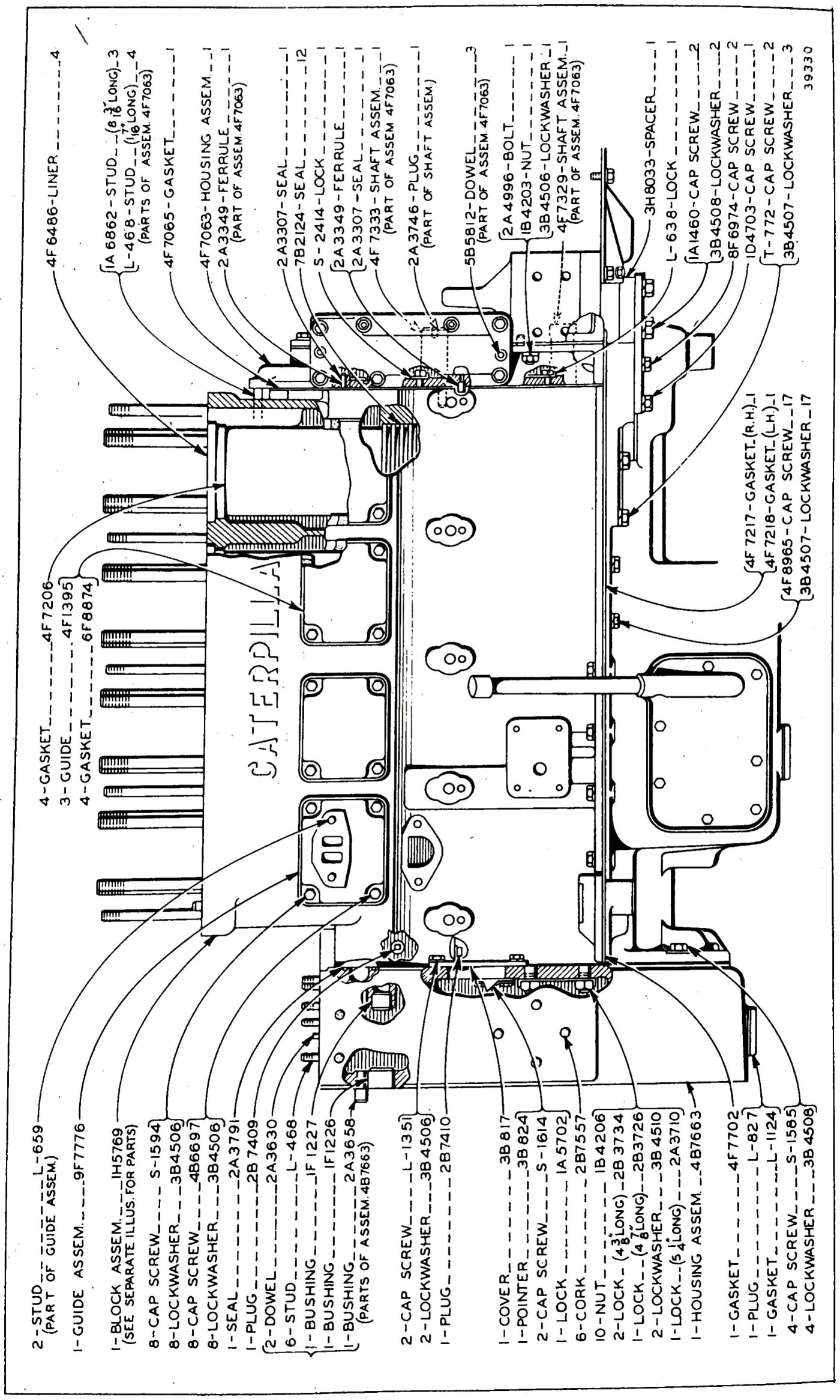 CYLINDER BLOCK AND COVERS - SIDE VIEW