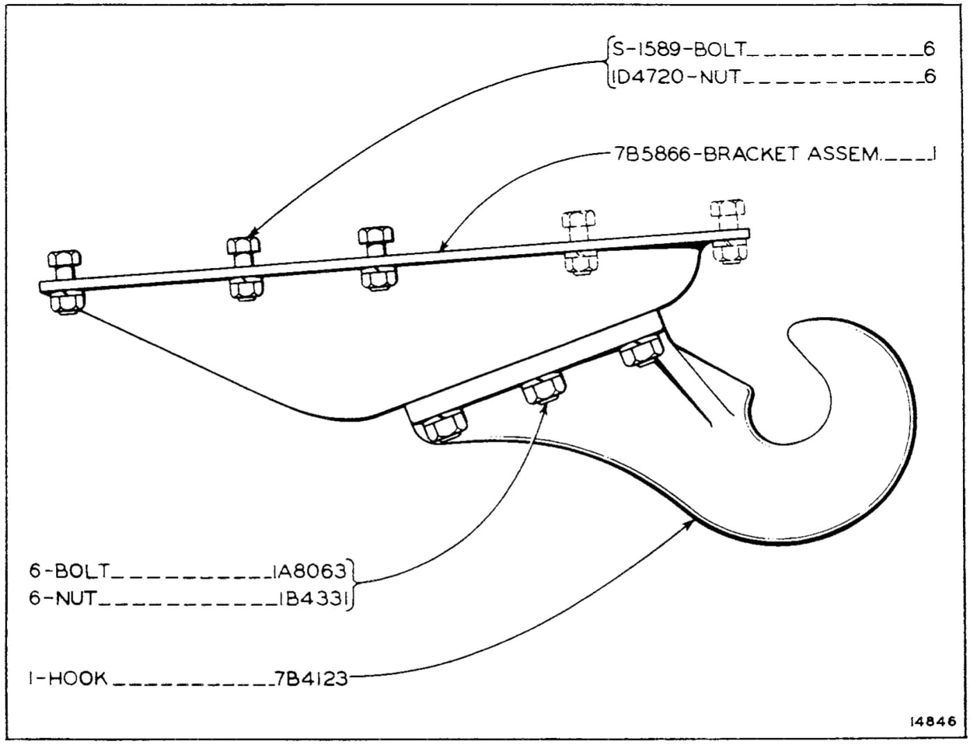 7B5867 FRONT PULL HOOK GROUP - For use without Crankcase Guard