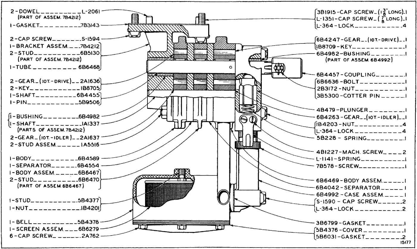 7B4213 OIL PUMP - FIRST TYPE - SERIAL NO. 7M293 TO 7M1578