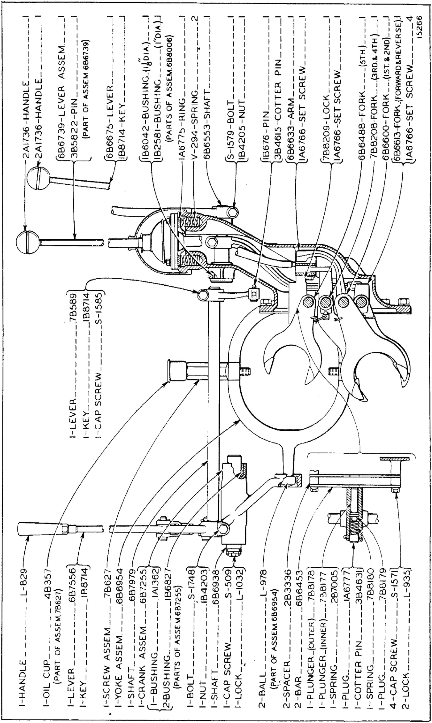 GEAR SHIFT AND FLYWHEEL CLUTCH CONTROL (Serial No. 7M323 to 7M814 Inclusive)