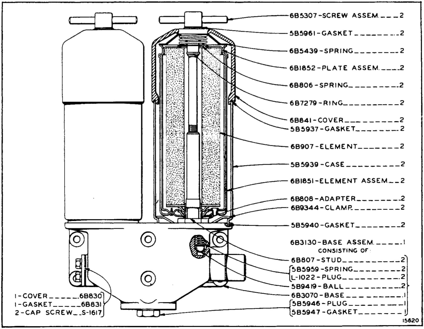 7B3000 OIL FILTER - SERIAL NO. 7M1 TO 7M1938