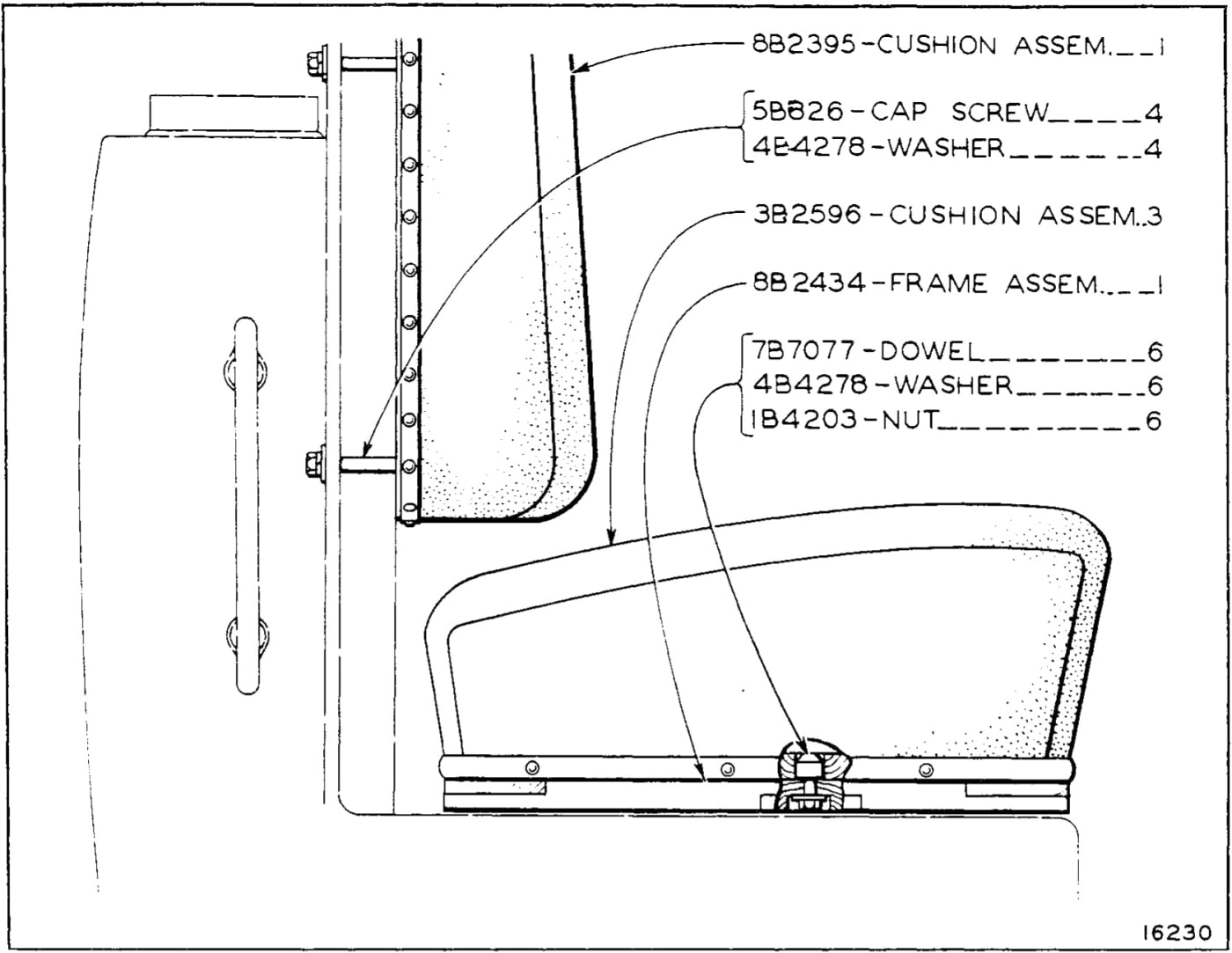8B2630 WIDE SEAT CUSHION GROUP - For use with Cab Serial No. 7M1 to 7M3797