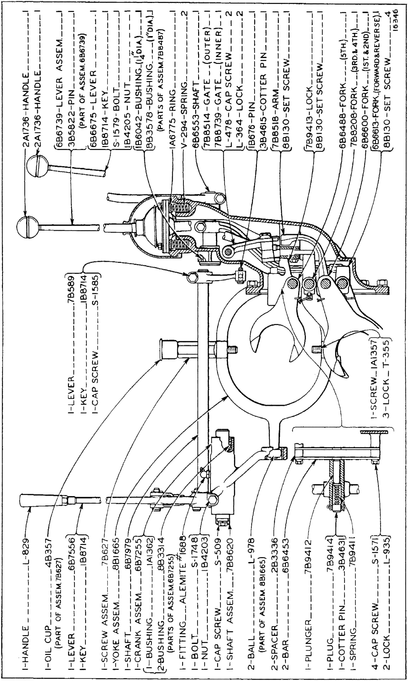 GEAR SHIFT AND FLYWHEEL CLUTCH CONTROL (Serial No. 7M1631 to 7M2107 Inclusive)