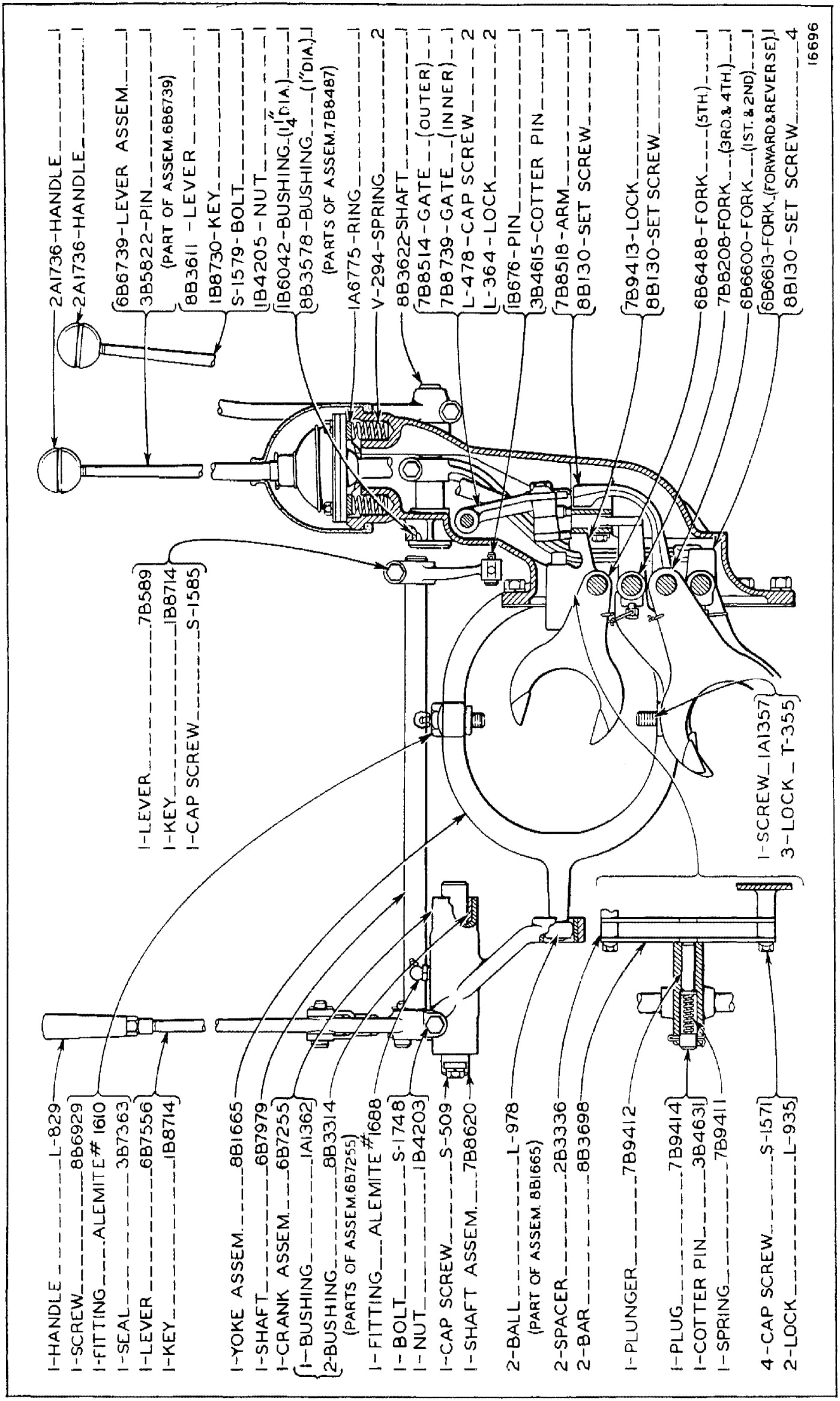 GEAR SHIFT AND FLYWHEEL CLUTCH CONTROL (Serial No. 7M2118 to 7M2263 Inclusive)
