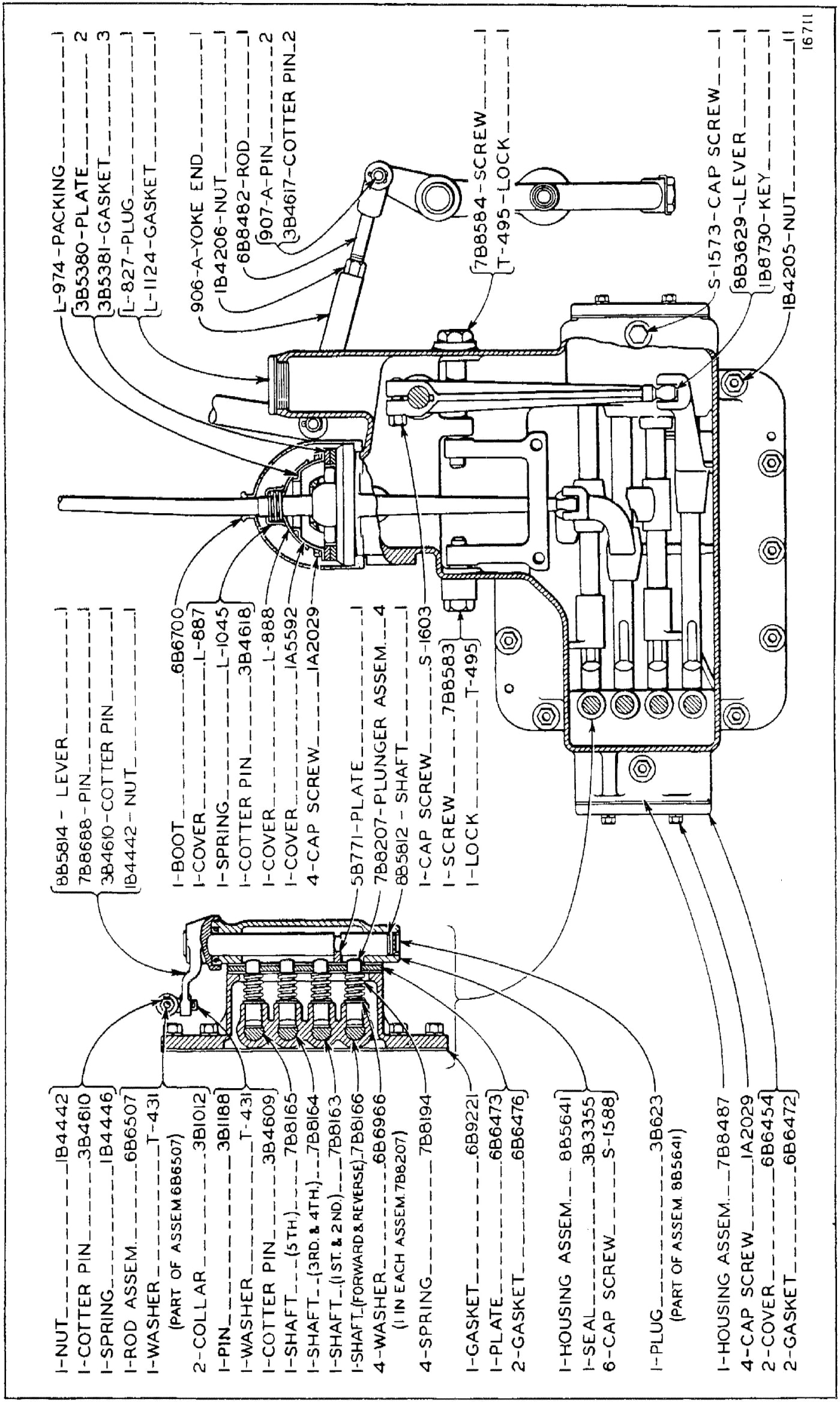 GEAR SHIFT AND FLYWHEEL CLUTCH CONTROL (Serial No. 7M2264 to 7M2267 Inclusive)