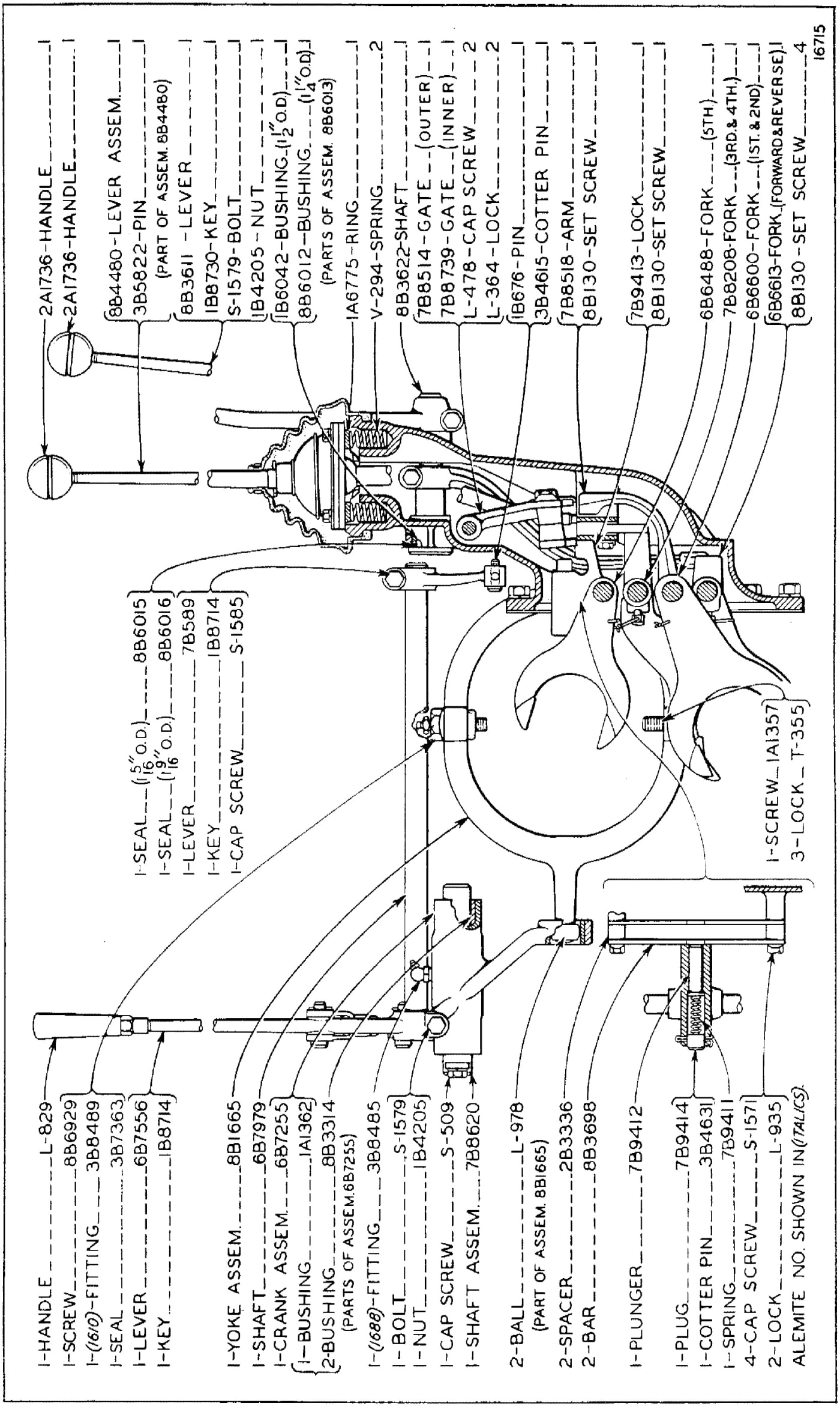 GEAR SHIFT AND FLYWHEEL CLUTCH CONTROL (Serial No. 7M2268 to 7M3581 Inclusive)
