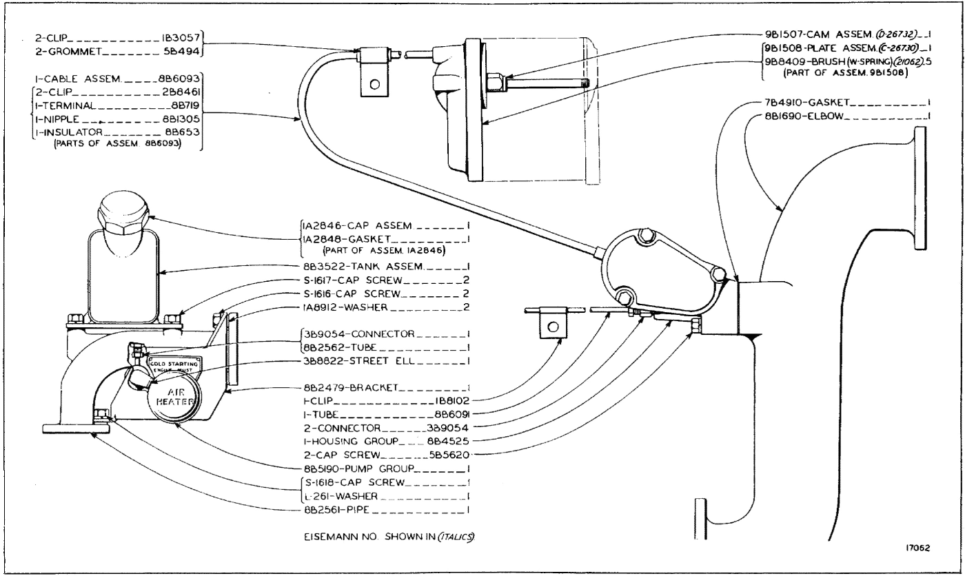8B6094 MANIFOLD AIR HEATER GROUP - For use with Gasoline Starting Engine