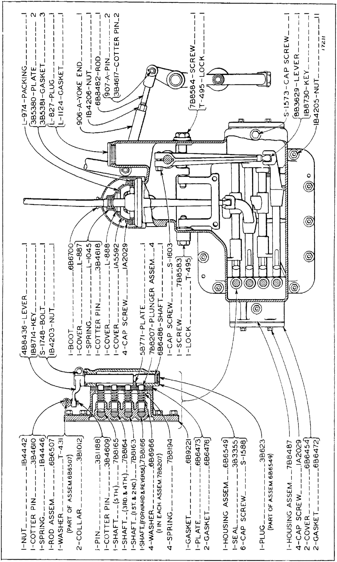 GEAR SHIFT AND FLYWHEEL CLUTCH CONTROL (Serial No. 7M2118 to 7M2263 Inclusive)