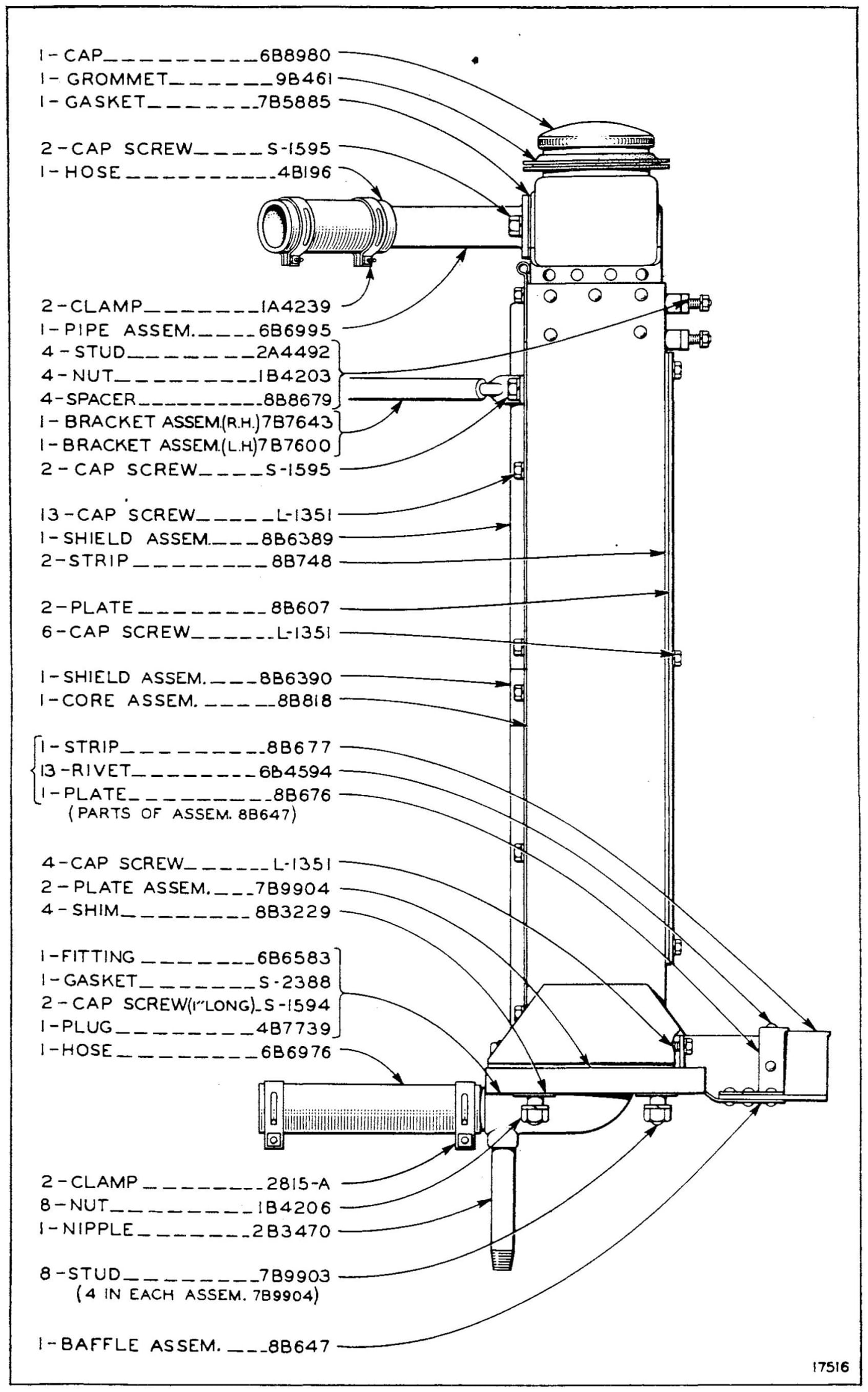 RADIATOR GROUP - SERIAL NO. 7M3492 TO 7M3550