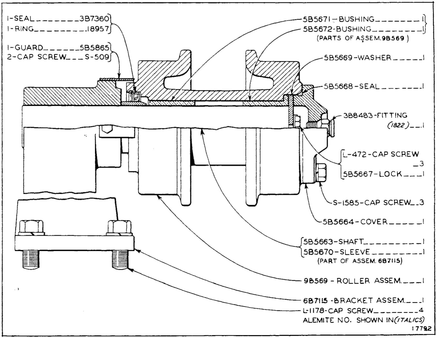 TRACK CARRIER ROLLER (4 Groups Req'd.) (Effective with Serial No. 7M3996)