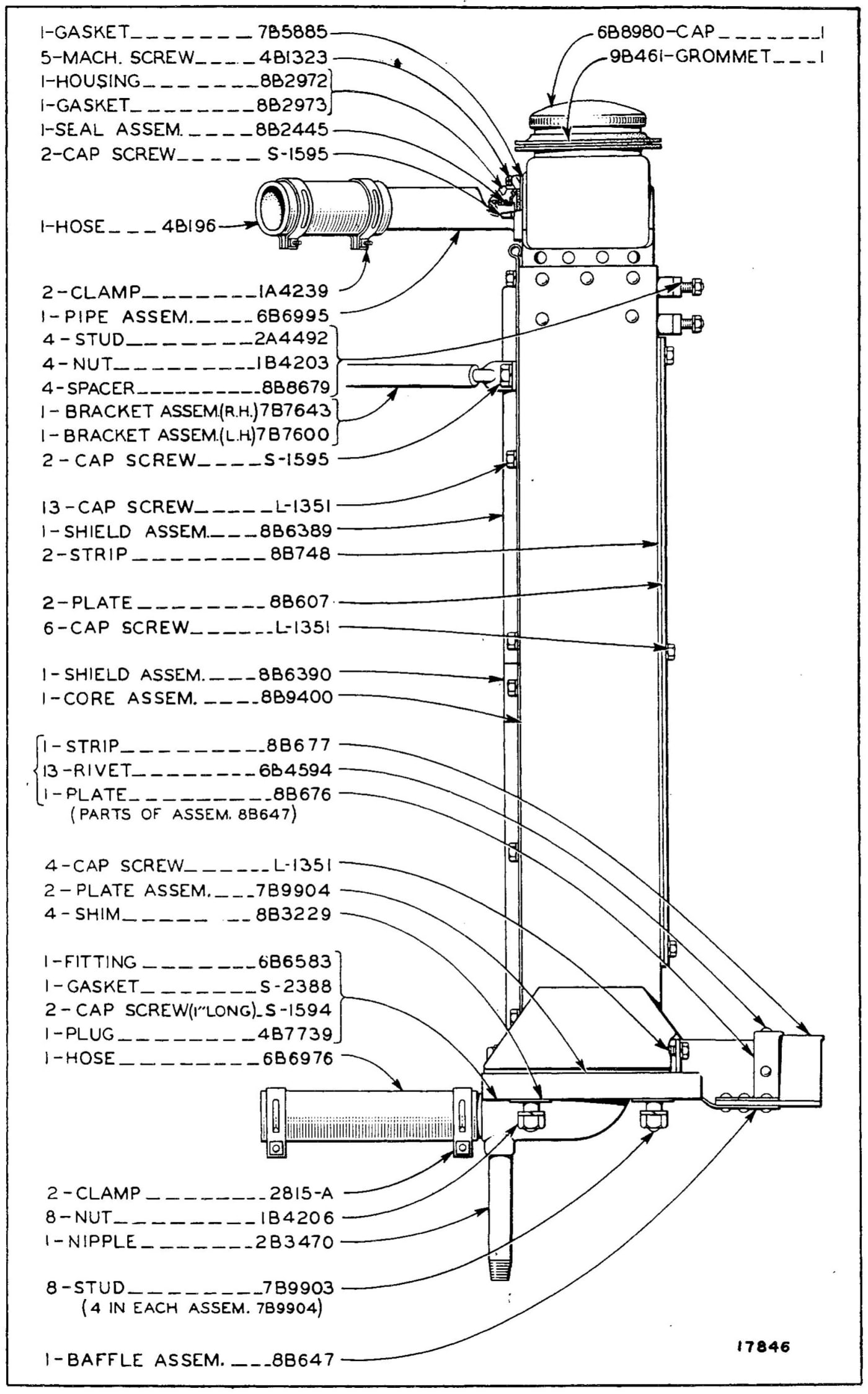 6B8711 RADIATOR GROUP - EFFECTIVE SERIAL NO. 7M3551