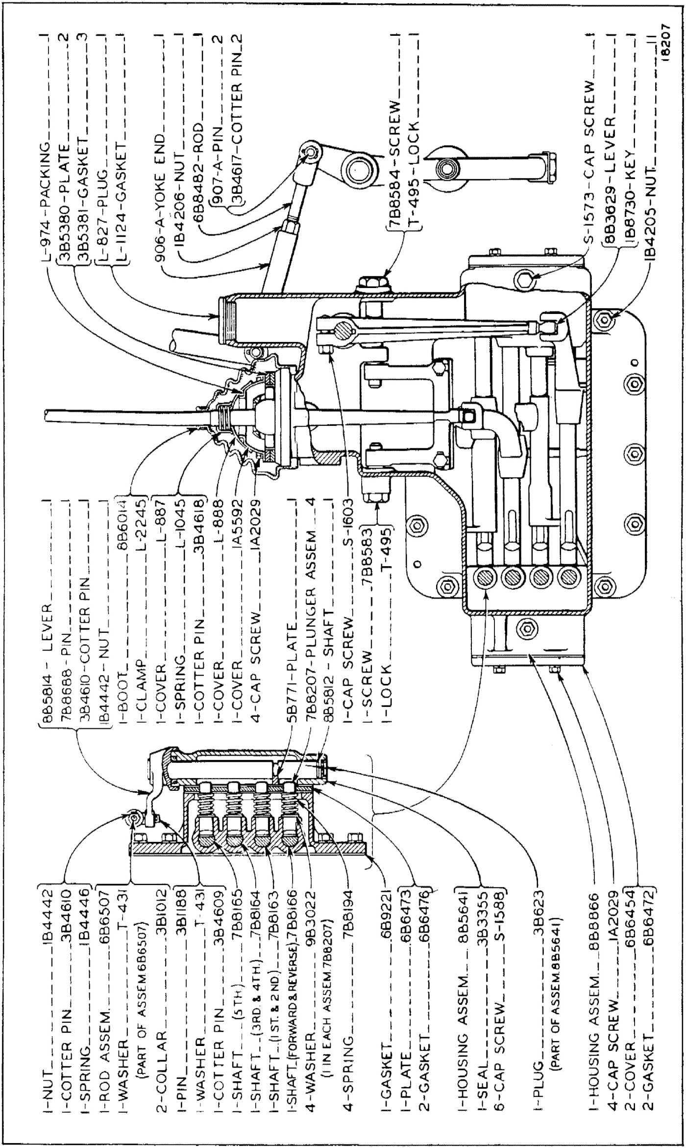 GEAR SHIFT AND FLYWHEEL CLUTCH CONTROL (Effective with Serial No. 7M3582)