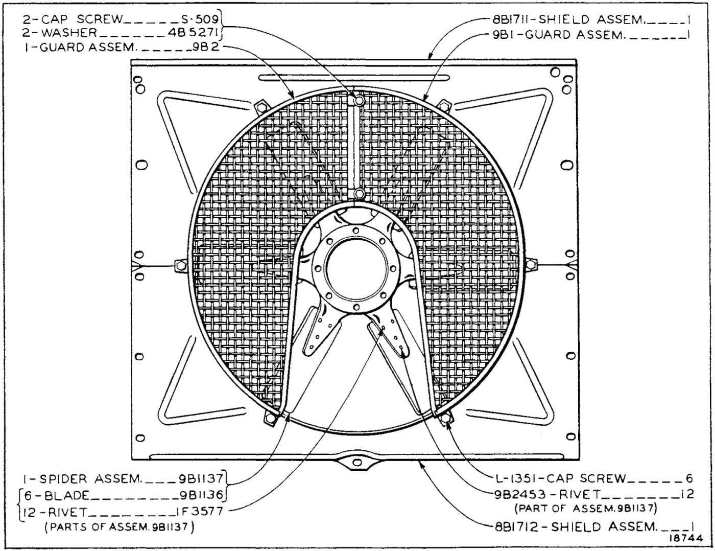 8B3195 BLOWER FAN AND GUARD GROUP