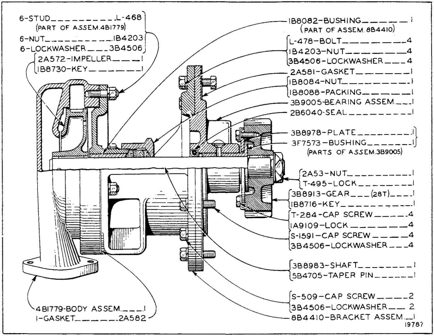 8B4409 WATER PUMP GROUP - EFFECTIVE SERIAL NO. 7M2569
