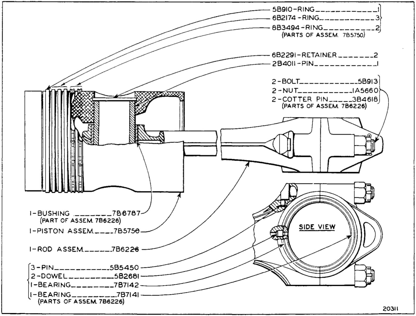 CONNECTING ROD AND PISTON (4 GROUPS REQ'D.)