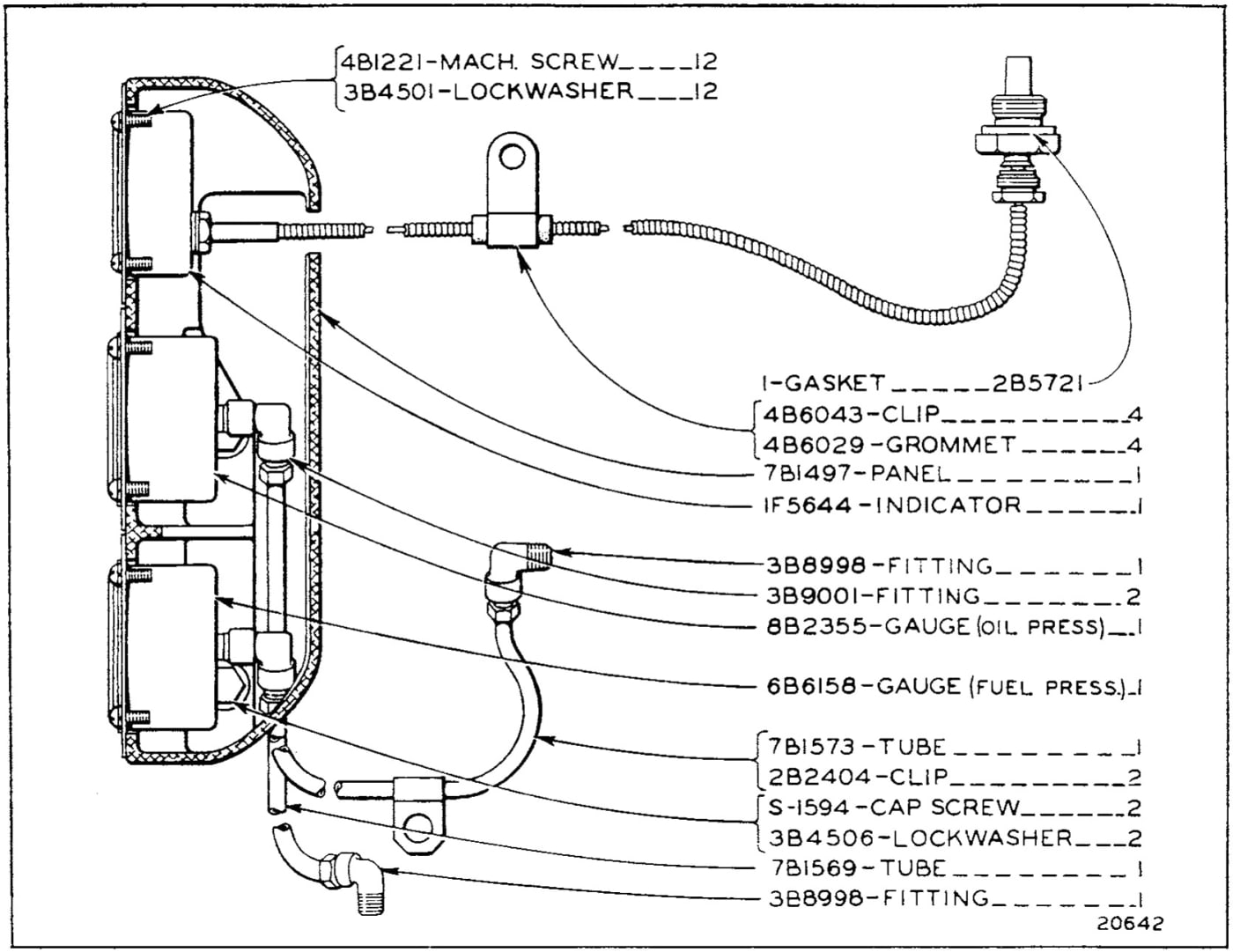 OIL GAUGE, FUEL GAUGE AND HEAT INDICATOR - SERIAL NO. 7M1 TO 7M532