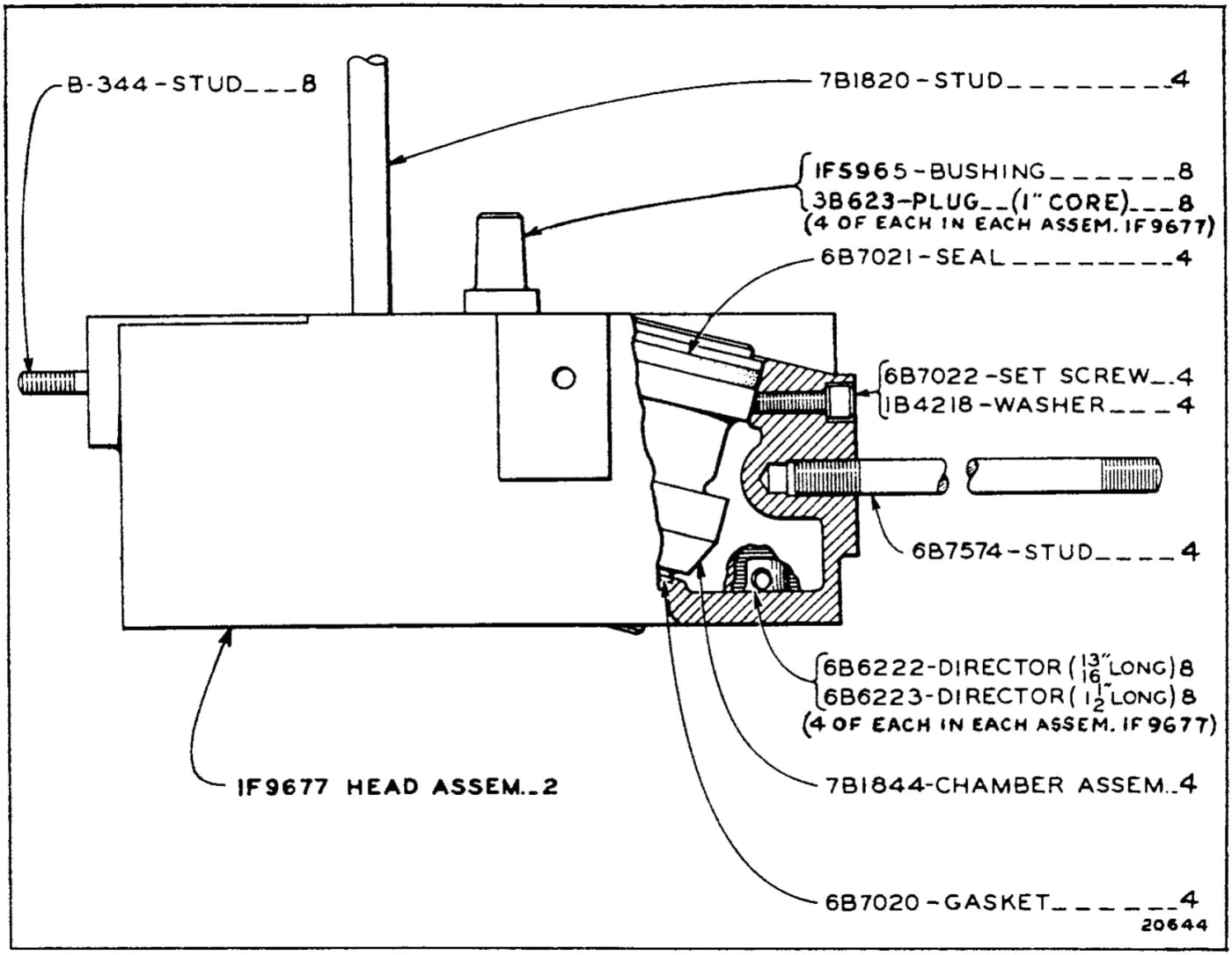 CYLINDER HEAD AND VALVE MECHANISM ASSEMBLIES - SERIAL NO. 7M1 TO 7M333