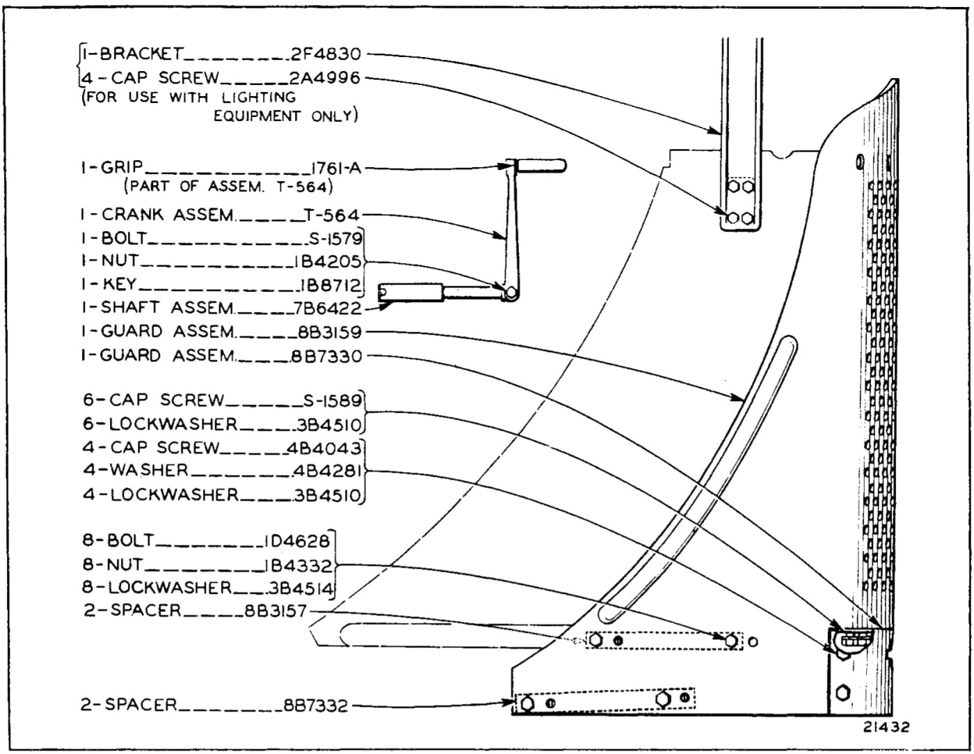 8B7333 RADIATOR GUARD GROUP - For use without Front Bumper