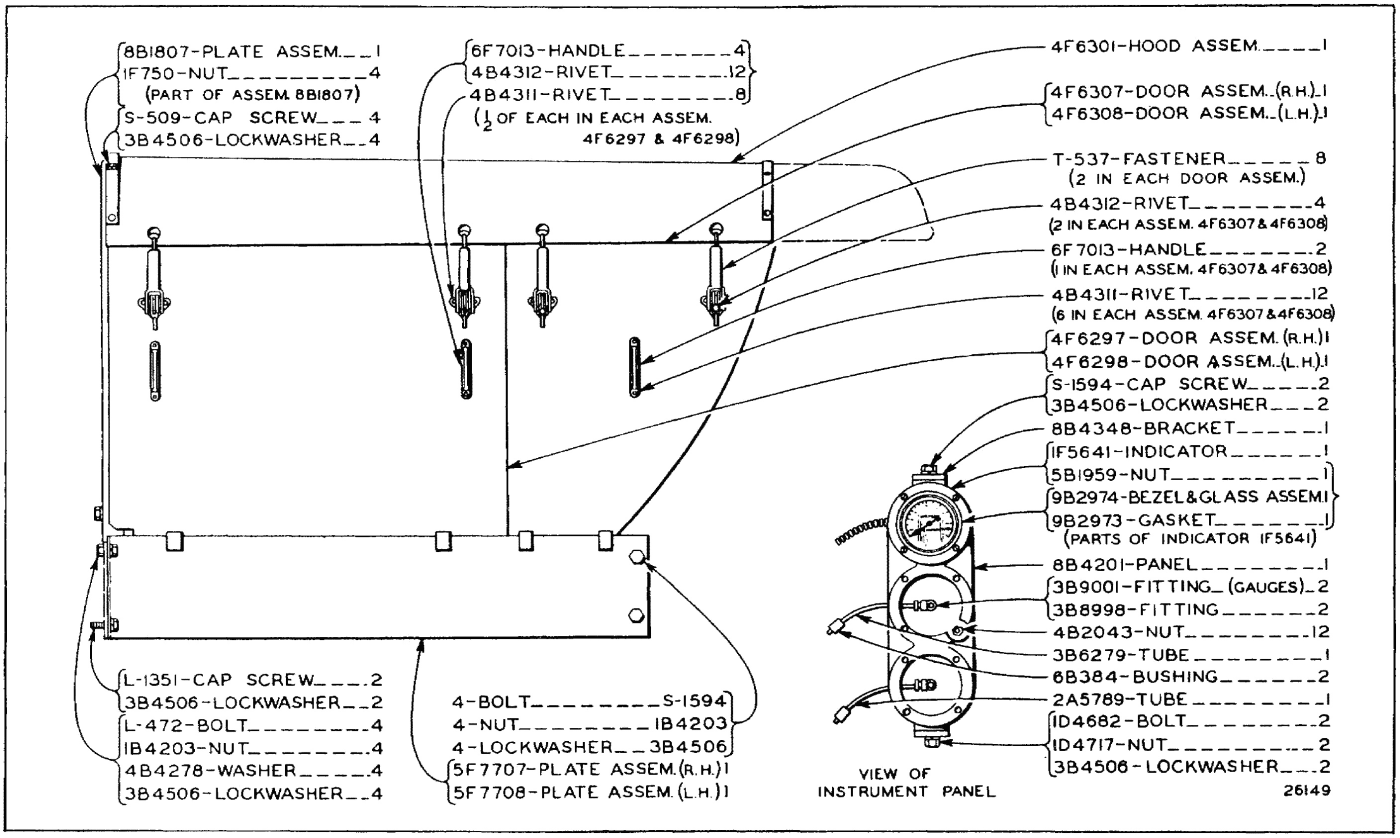 4F6296 WINTER HOOD SIDE DOOR GROUP - For use with No. 24 or No. 25 Cable Control